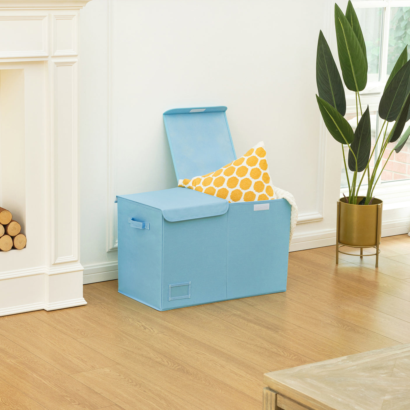 Large Storage Bins with Lids and Label Holder