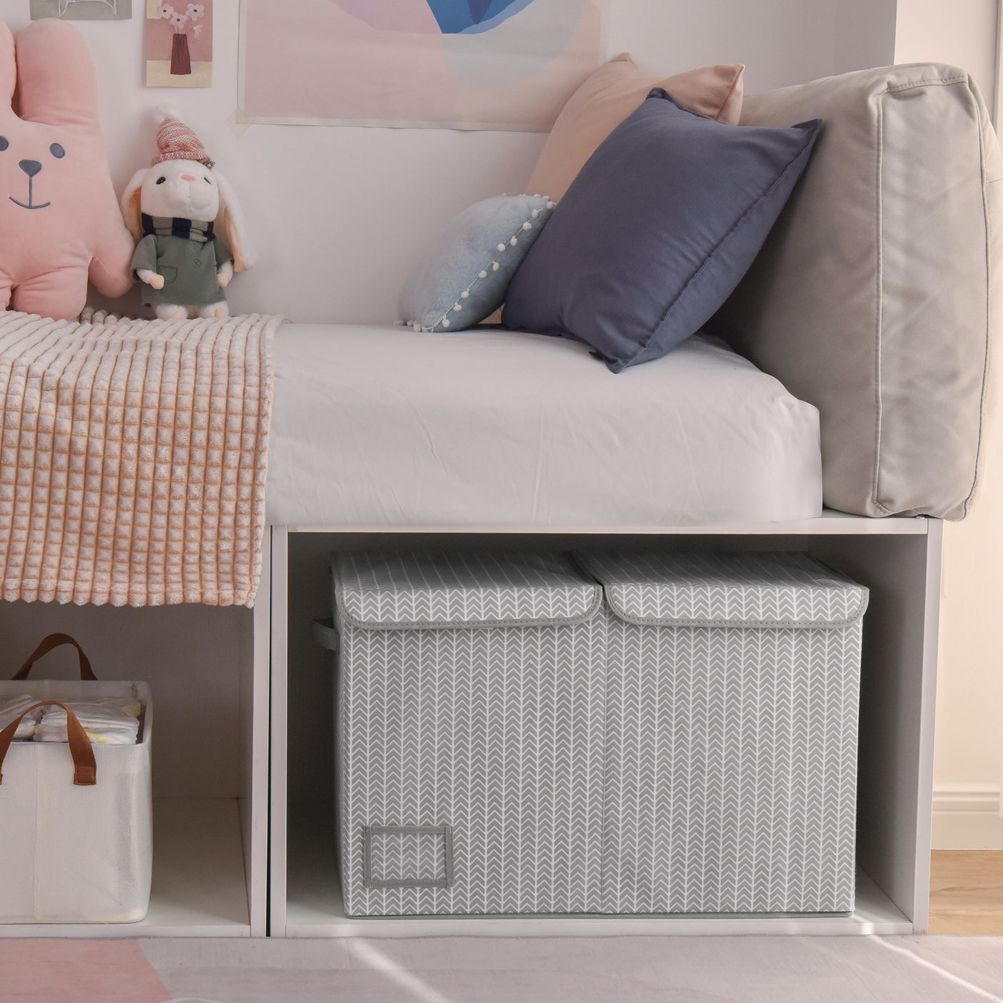 Large Storage Bins with Lids and Label Holder