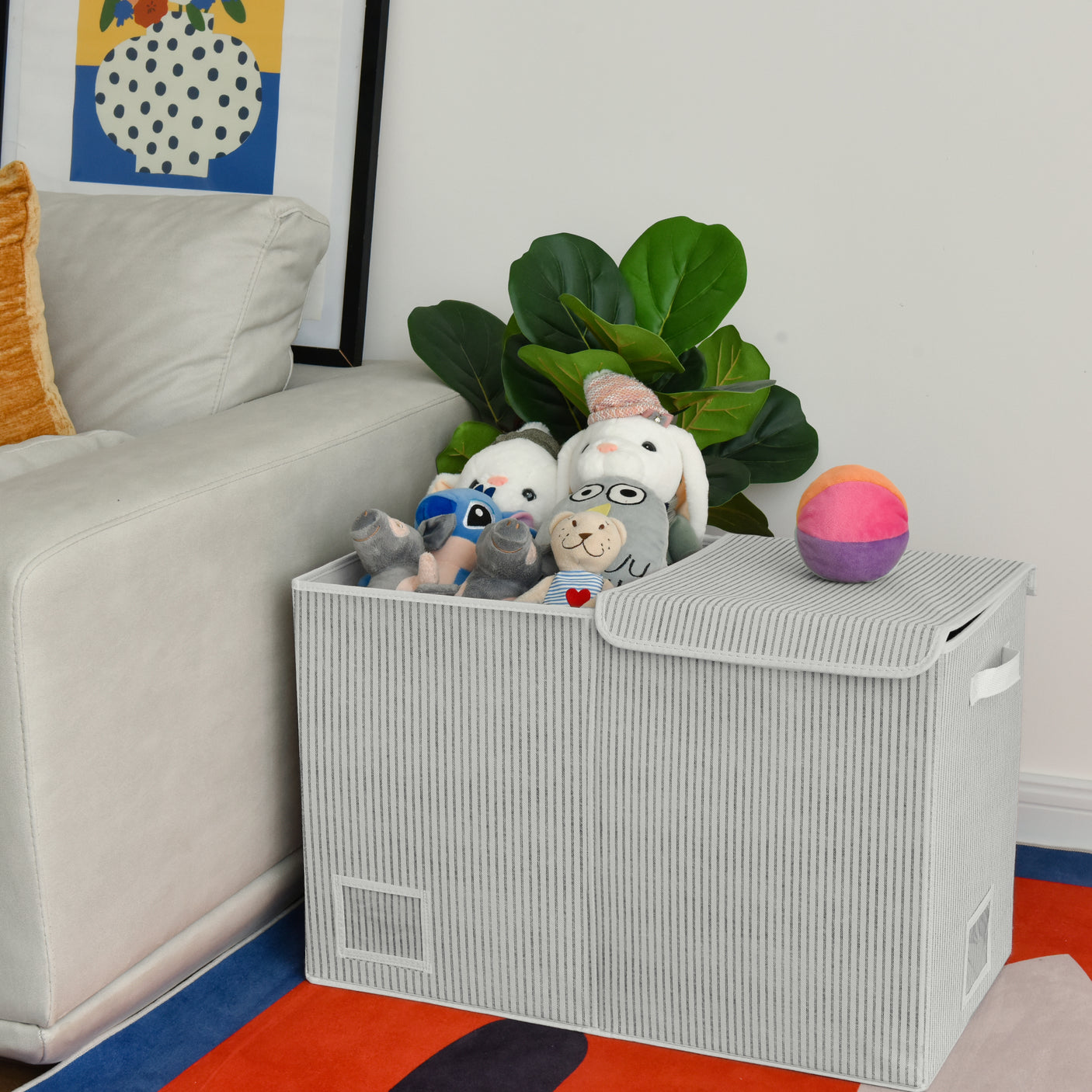 Large Storage Bins with Lids and Label Holder