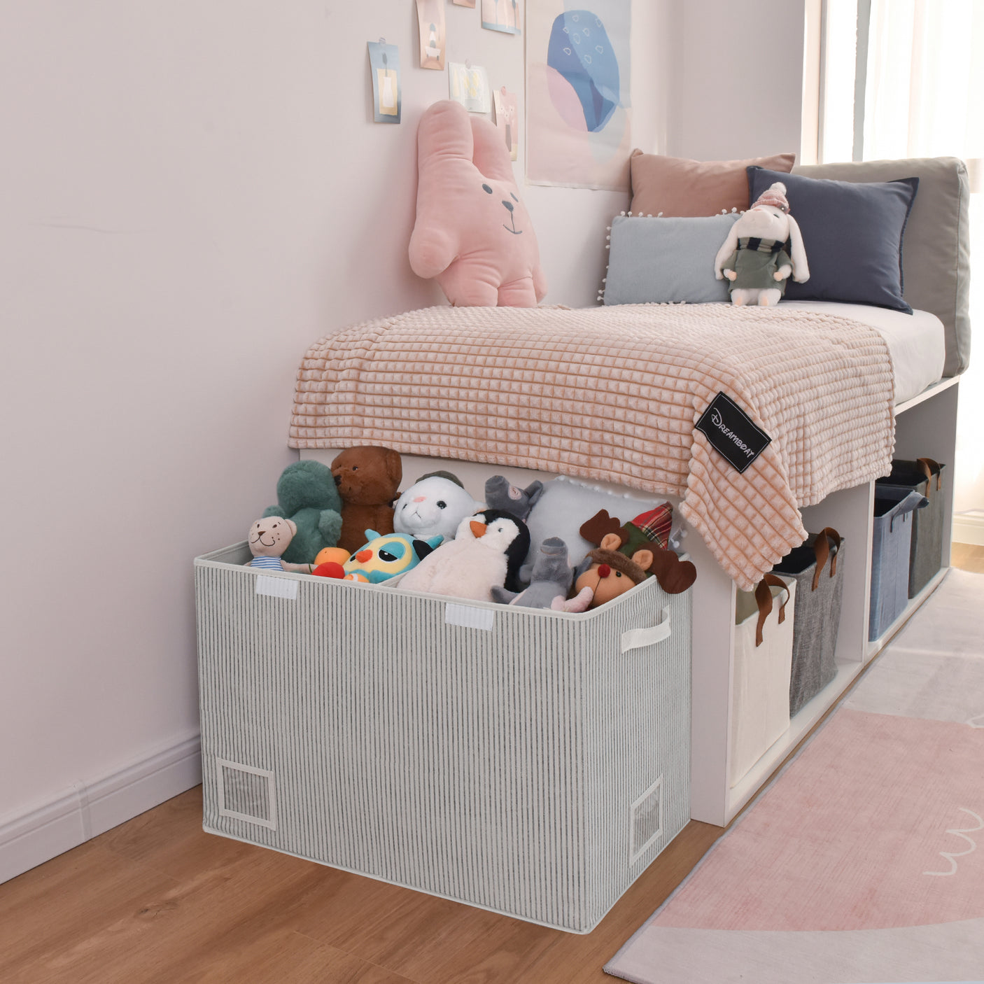 Large Storage Bins with Lids and Label Holder