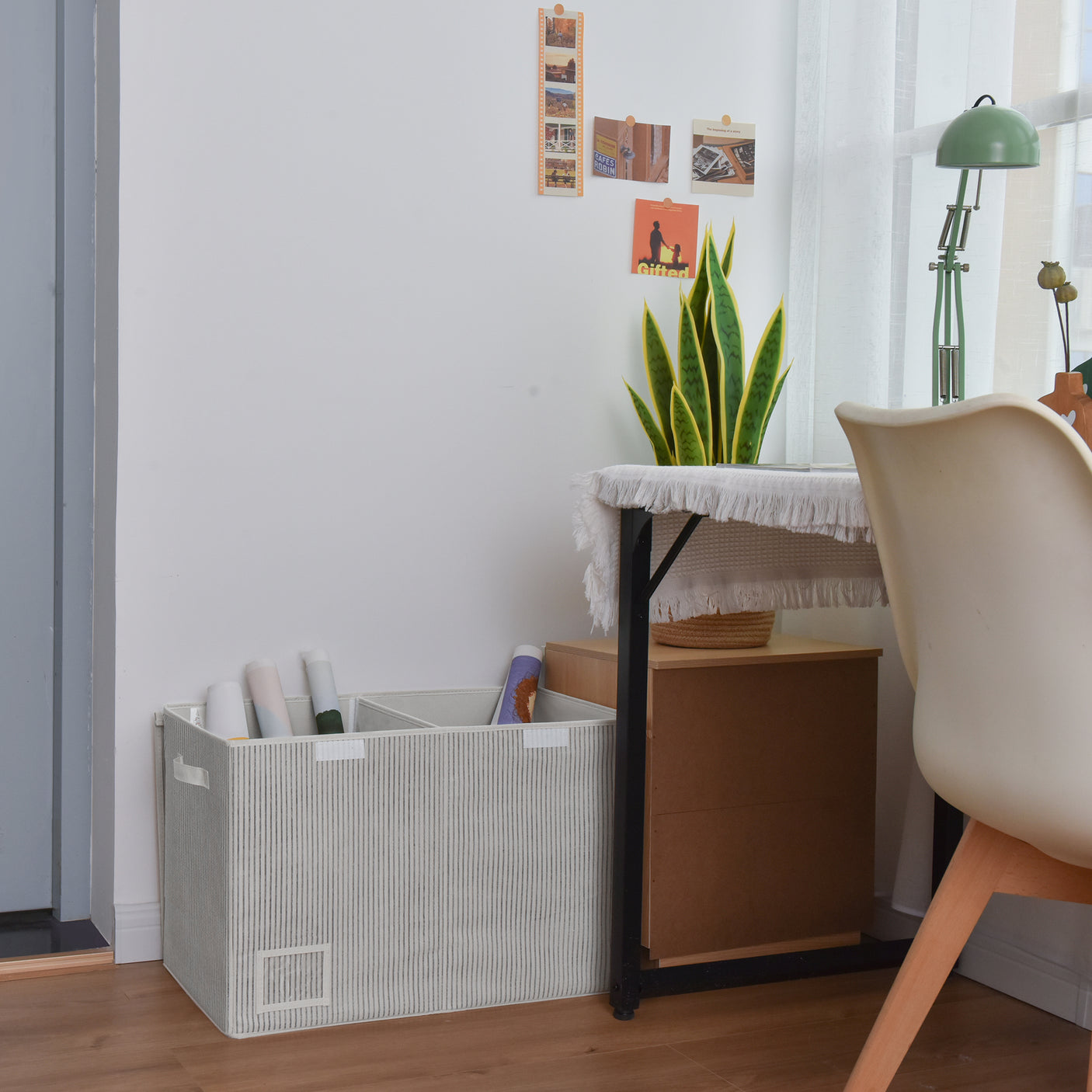 Large Storage Bins with Lids and Label Holder