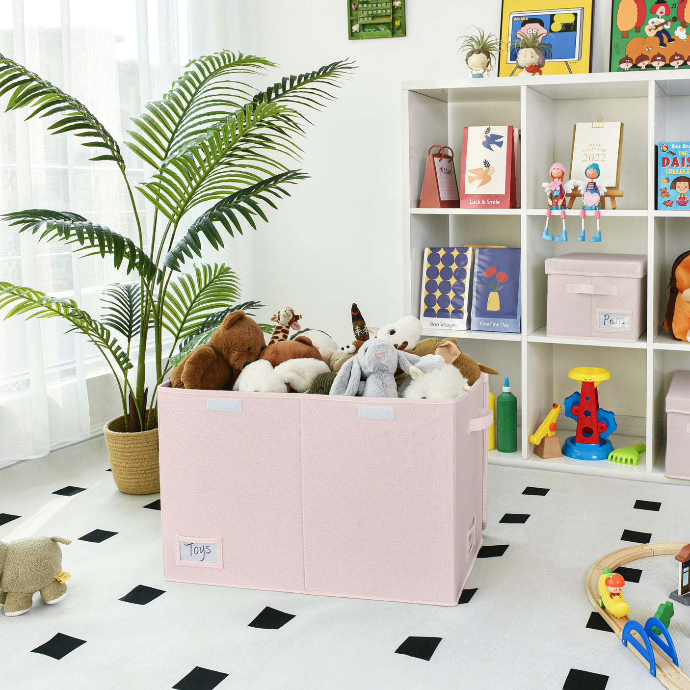 Large Storage Bins with Lids and Label Holder