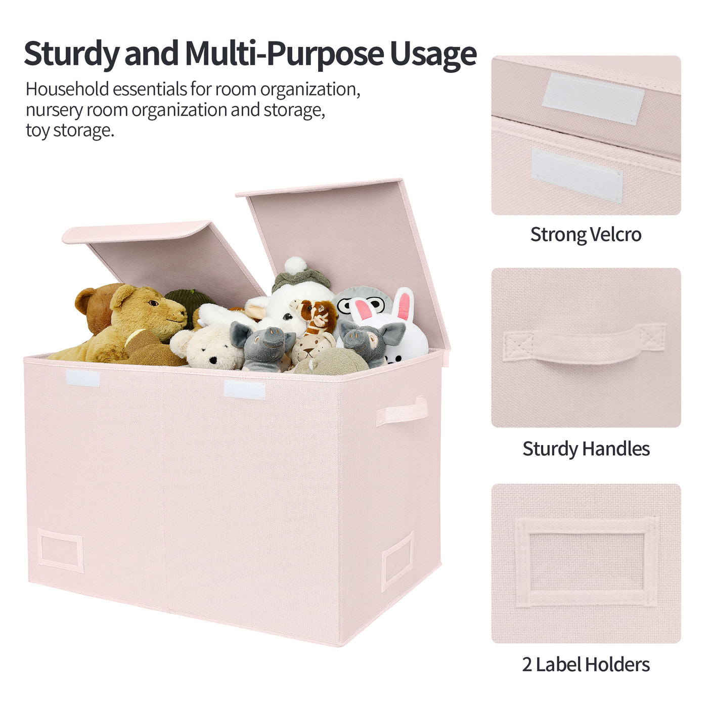 Large Storage Bins with Lids and Label Holder