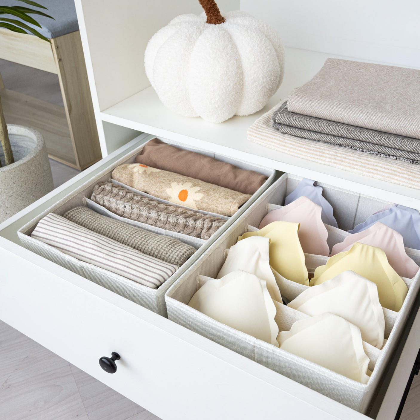 5-Grid Drawer Clothes Organizer, 4 Pack