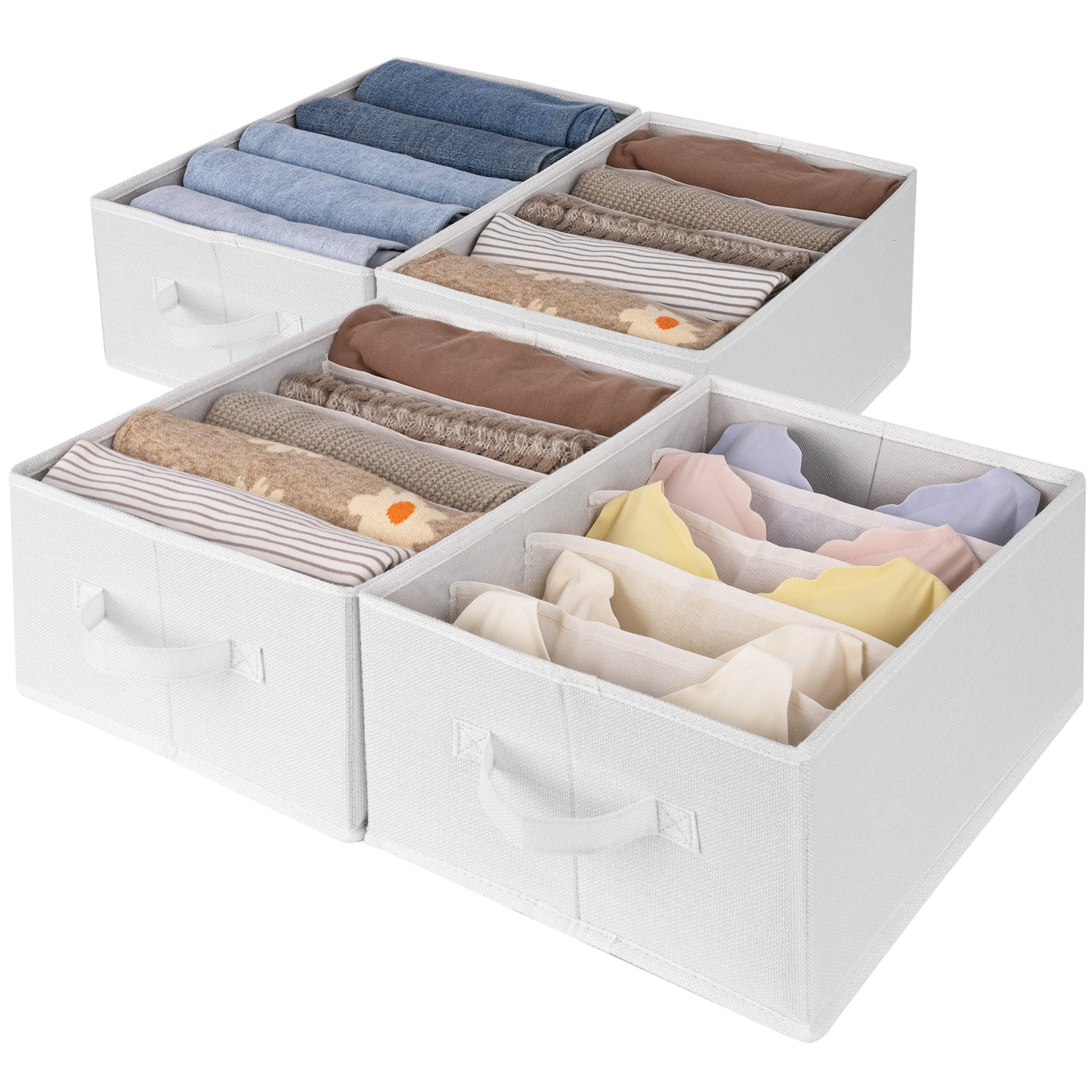 5-Grid Drawer Clothes Organizer, 4 Pack