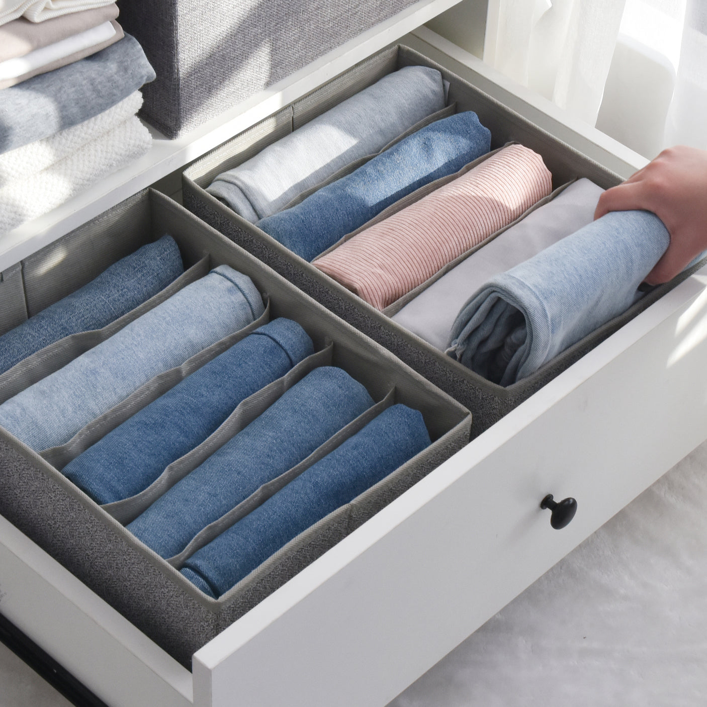 5-Grid Drawer Clothes Organizer, 4 Pack