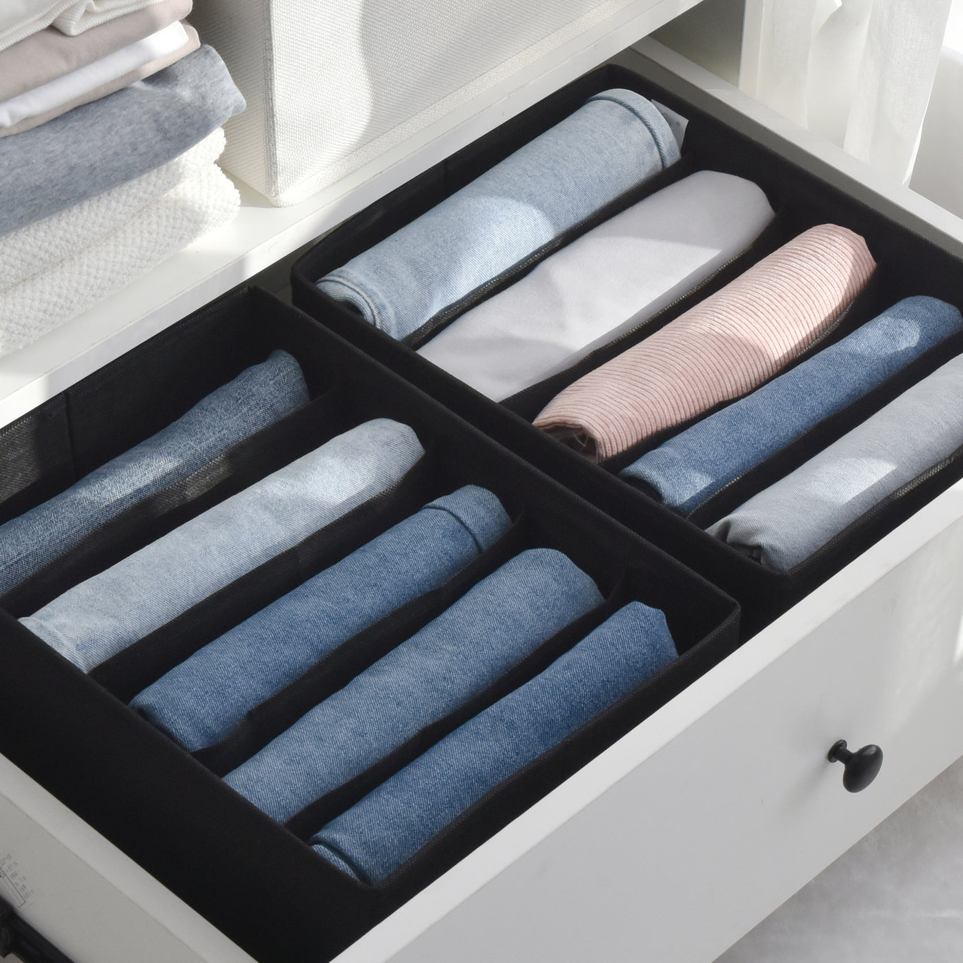 5-Grid Drawer Clothes Organizer, 4 Pack