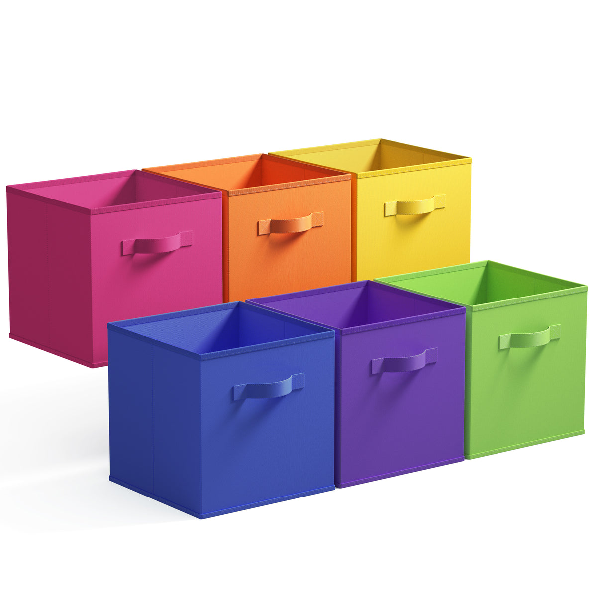 13 Inch Rainbow Colorful Cube Storage Bins, 6-Pack