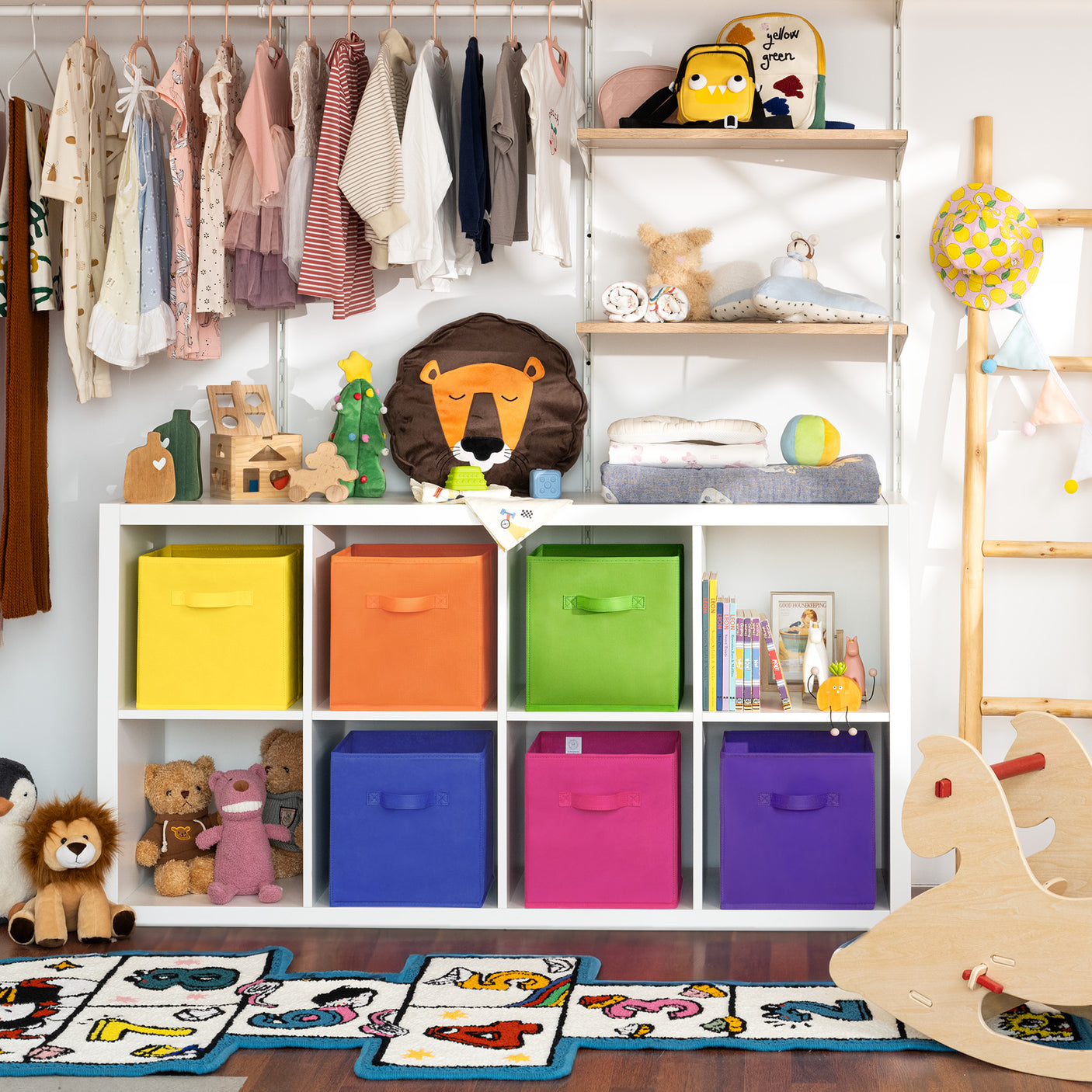 6-Pack 11 Inch Rainbow Colorful Cube Storage Bins