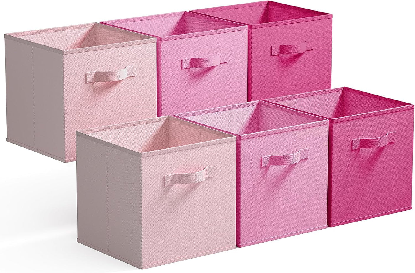11 Inch Cube Storage Bins for Shelves, 6-Pack, Pink Gradient