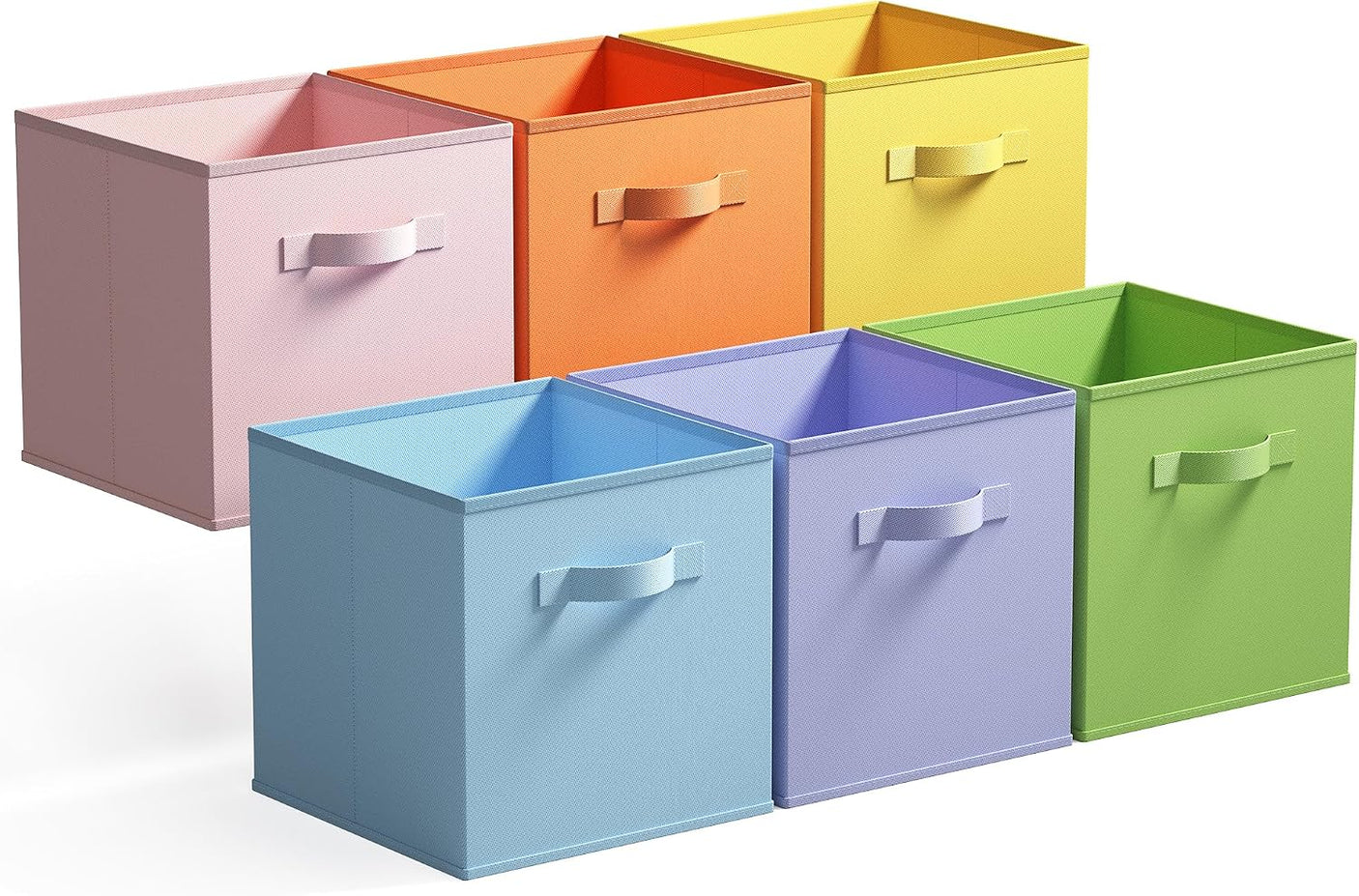 11 Inch Cube Storage Bins for Shelves, 6-Pack, Pastel Color