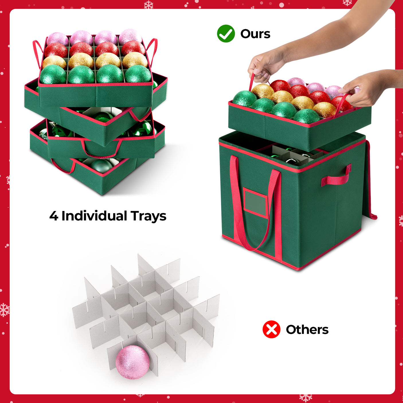 64-3" Ornaments Christmas Ornament Storage Box