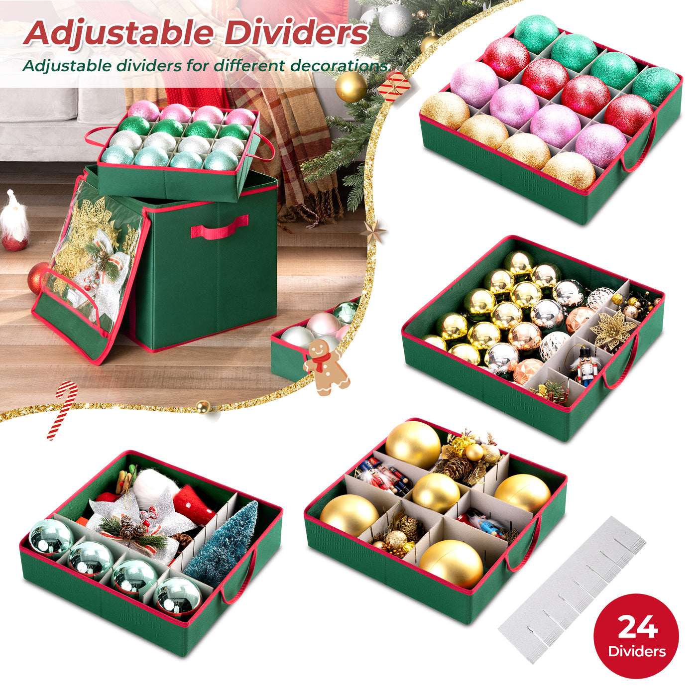 64-3" Ornaments Christmas Ornament Storage Box