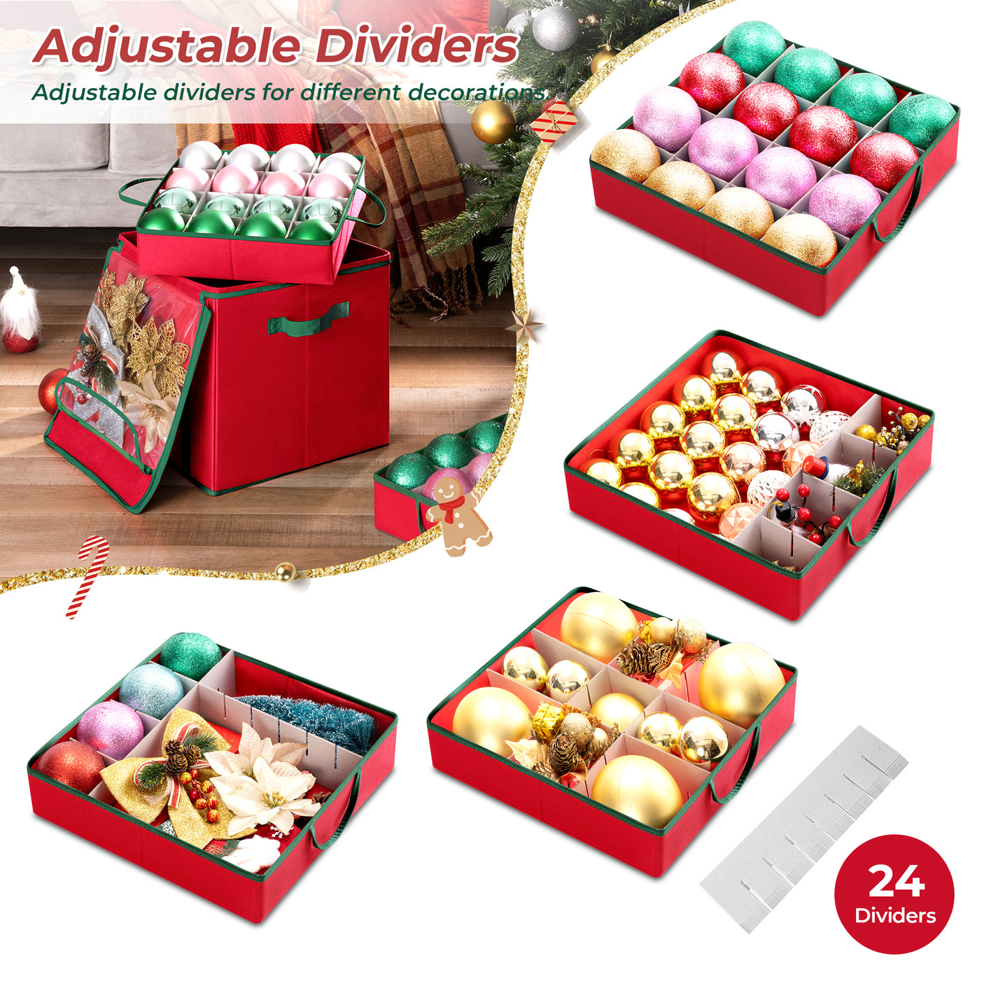 64-3" Ornaments Christmas Ornament Storage Box