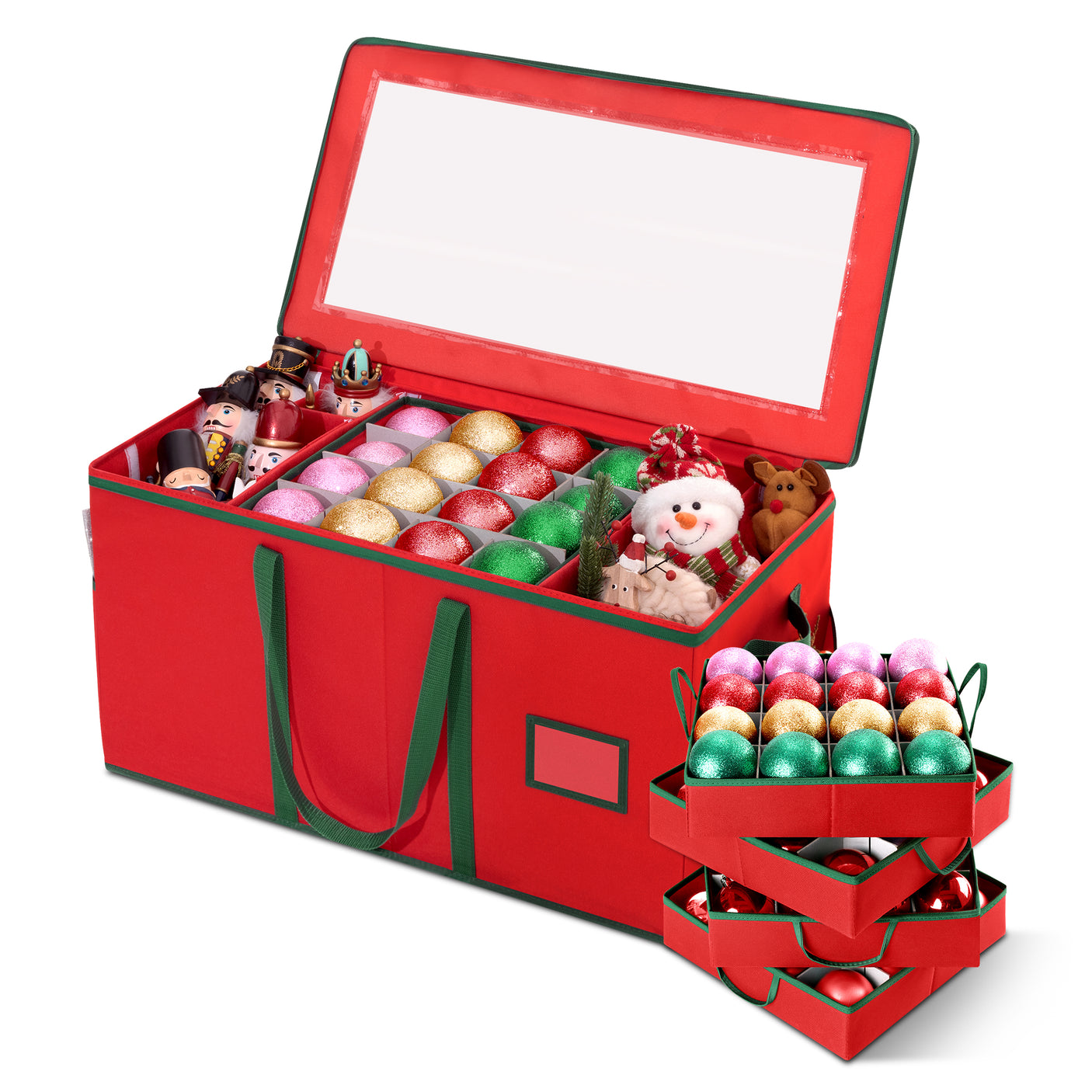 2 in 1 Christmas Storage Box with Clear Window, 64-3" Ornaments
