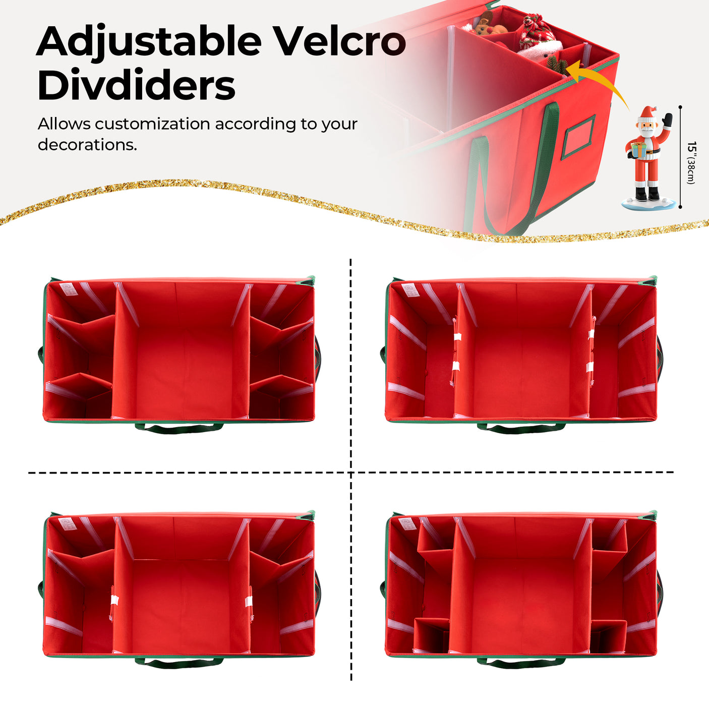 2 in 1 Christmas Storage Box with Clear Window, 64-3" Ornaments