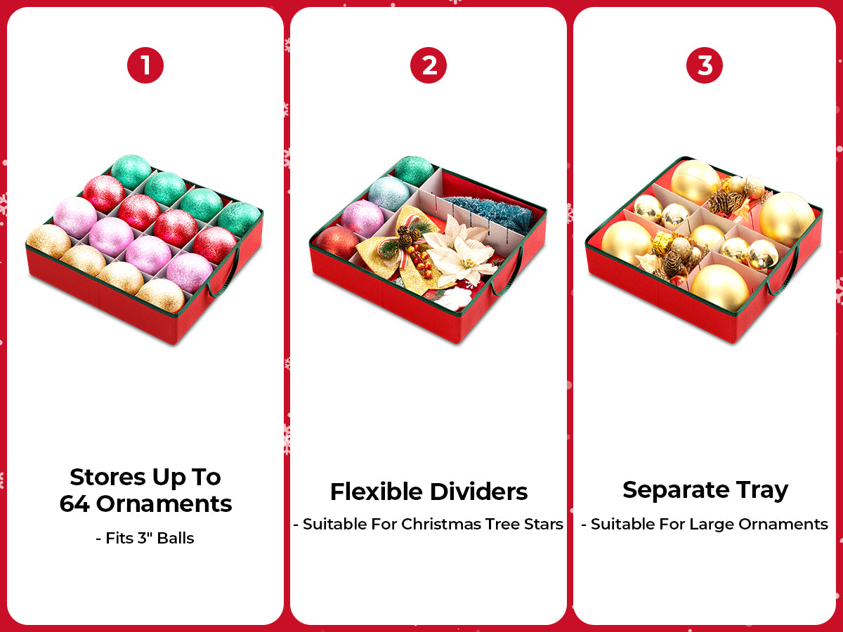 2 in 1 Christmas Storage Box with Clear Window, 64-3" Ornaments