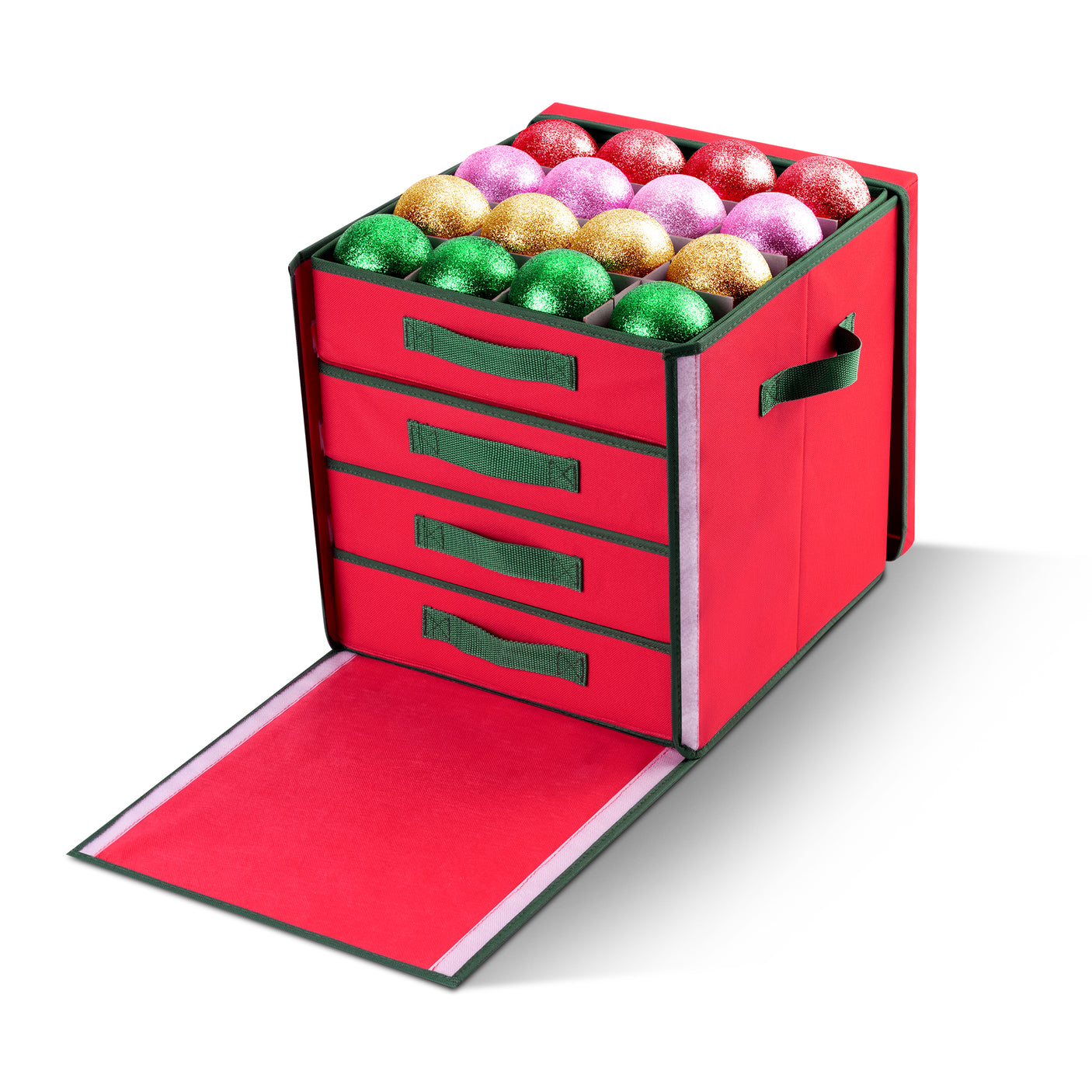 64-3" Ornaments, Christmas Ornament Storage Box with Trays