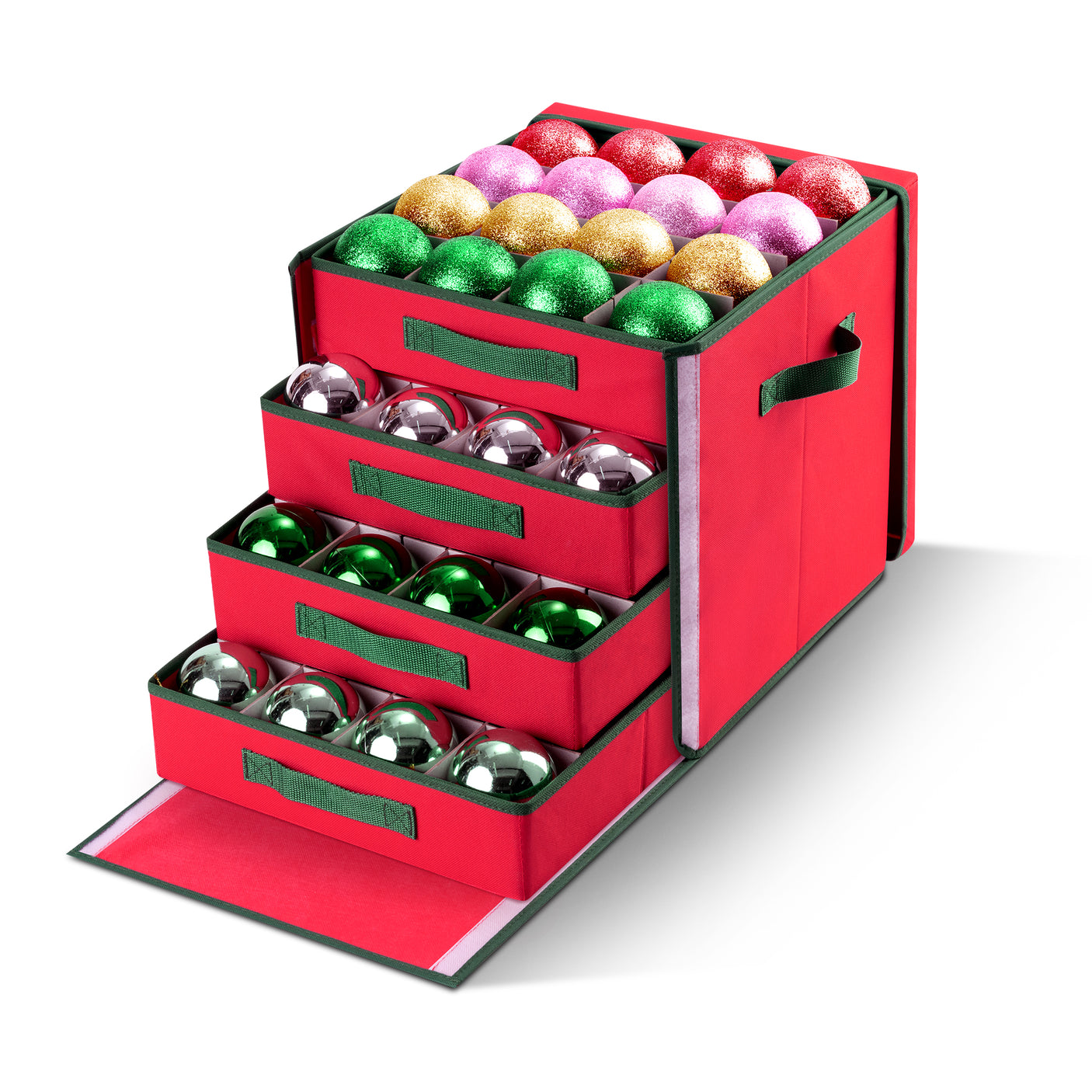 64-3" Ornaments, Christmas Ornament Storage Box with Trays