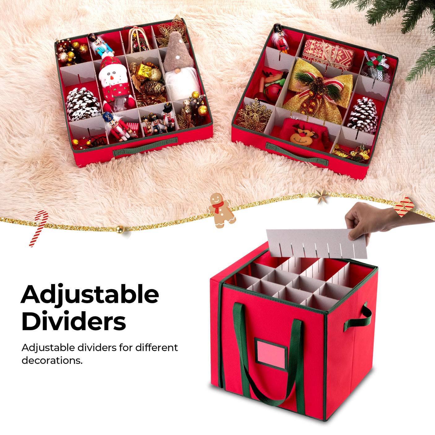 64-3" Ornaments, Christmas Ornament Storage Box with Trays