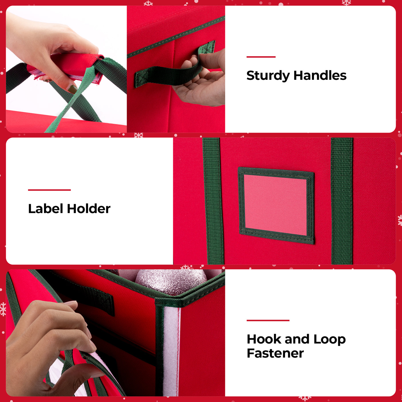 64-3" Ornaments, Christmas Ornament Storage Box with Trays