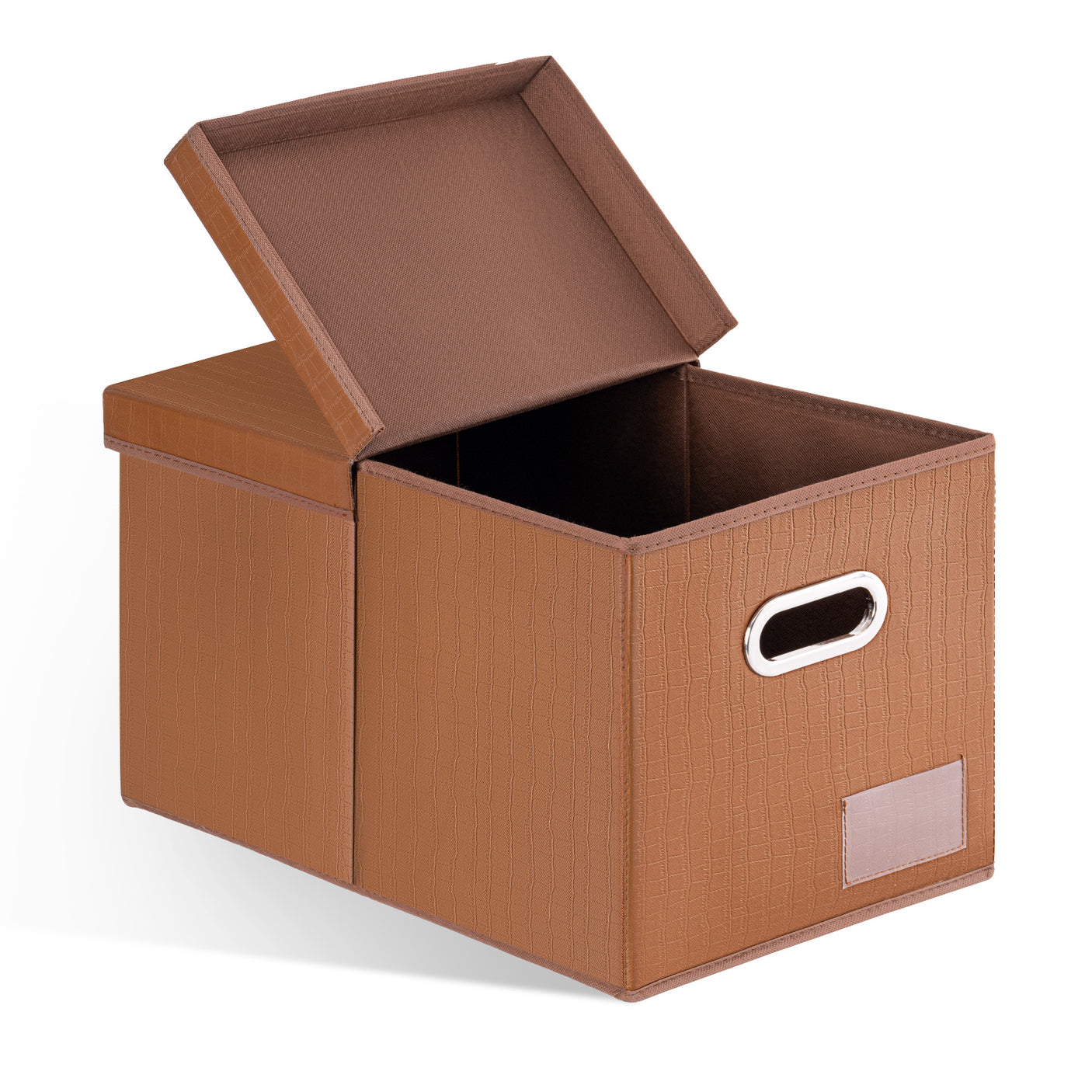 Collapsible Leather Storage Bins with Lids