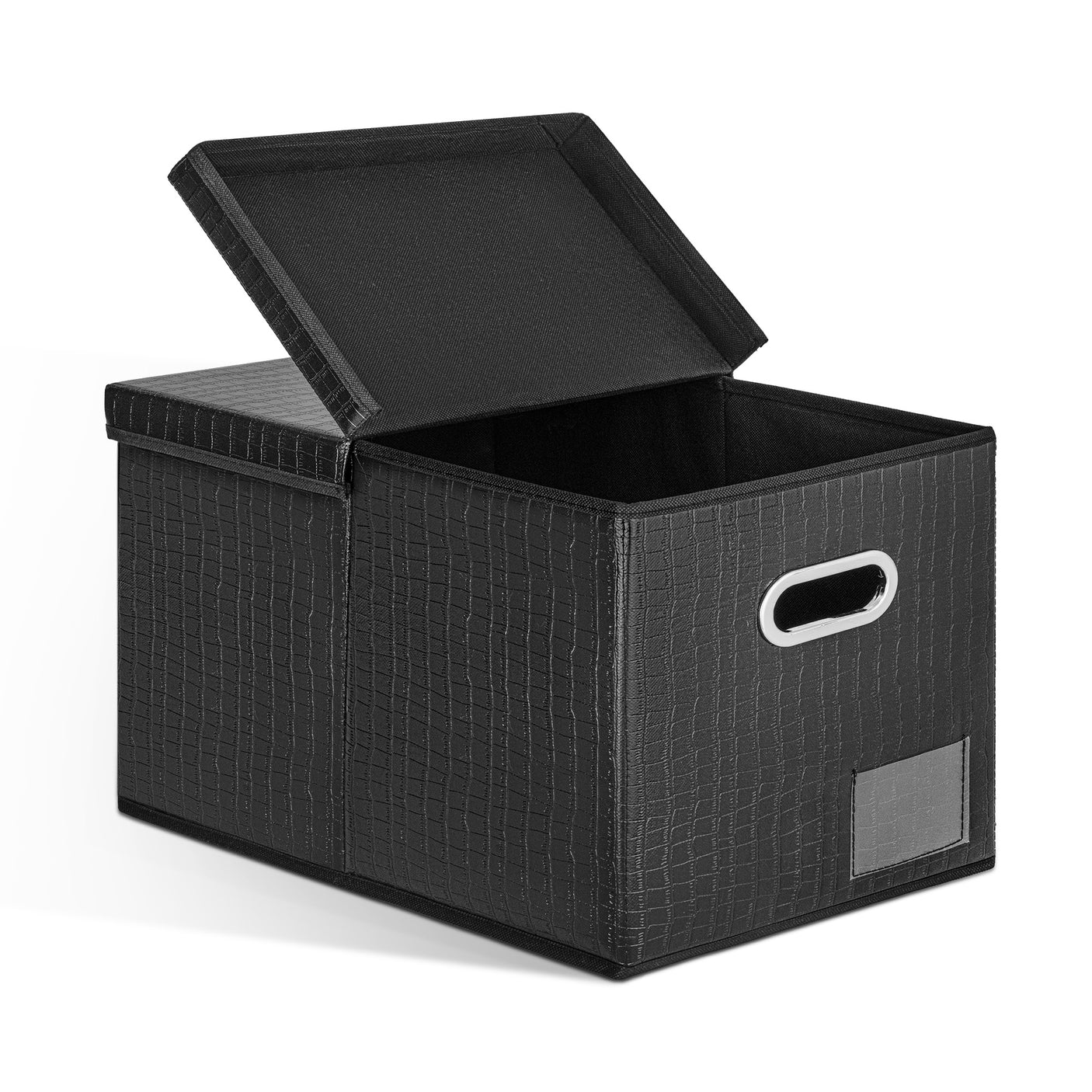 Collapsible Leather Storage Bins with Lids