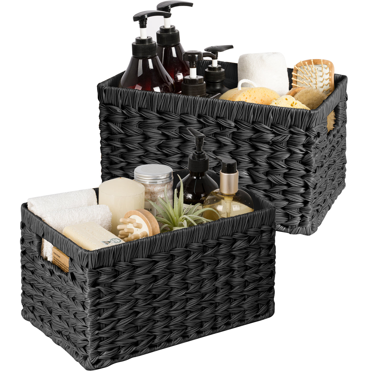 Rectangular Woven Wicker Storage Baskets, 2 Pack