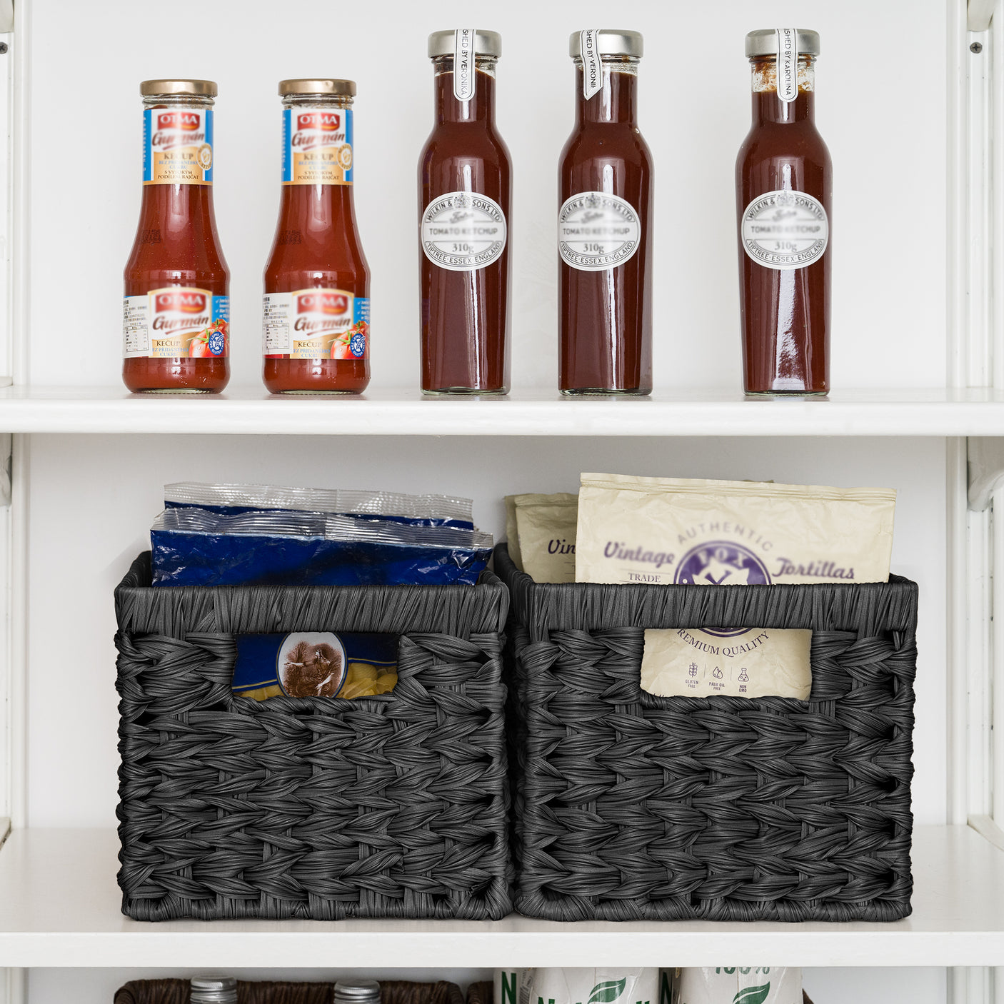 Rectangular Woven Wicker Storage Baskets, 2 Pack