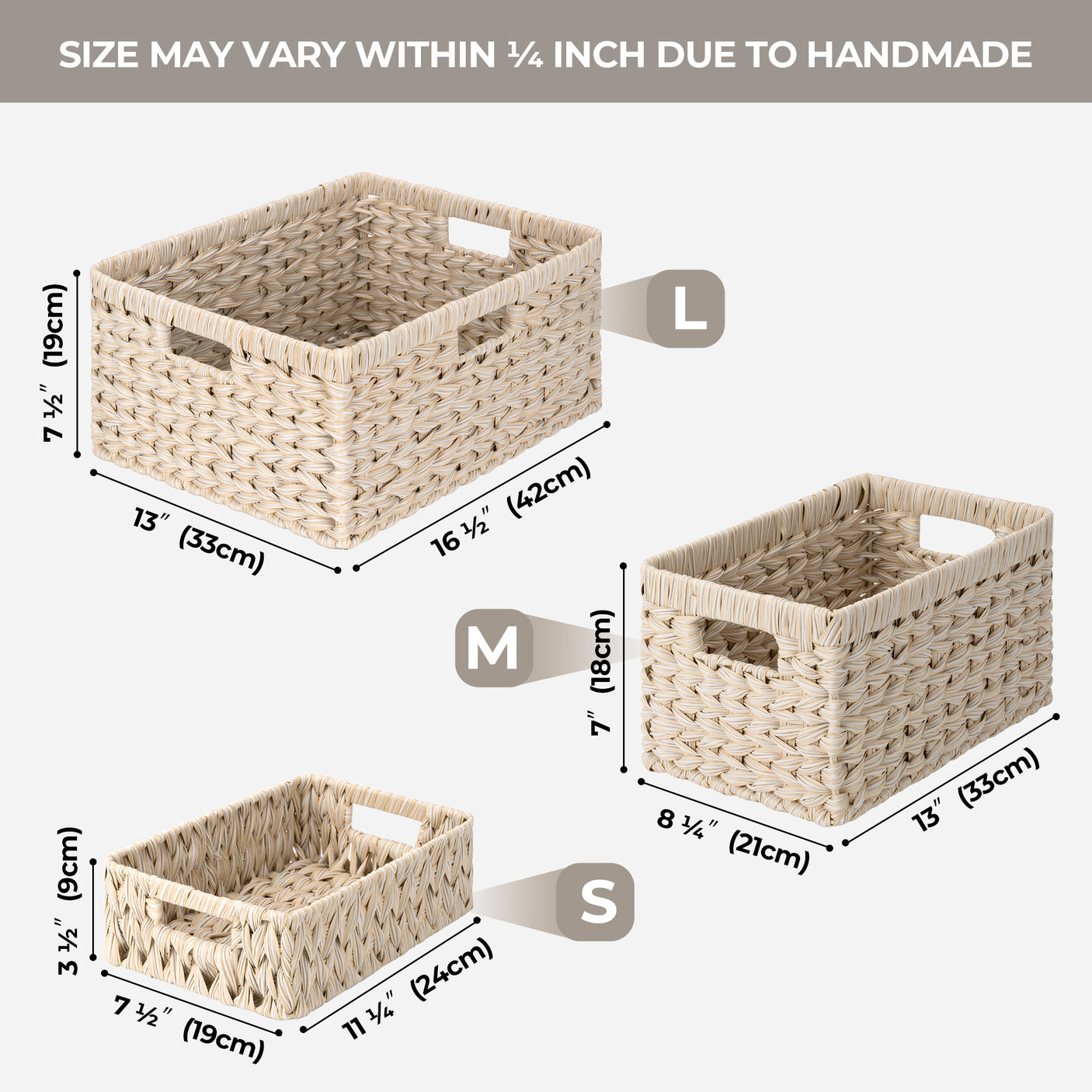 Rectangular Woven Wicker Storage Baskets, 2 Pack