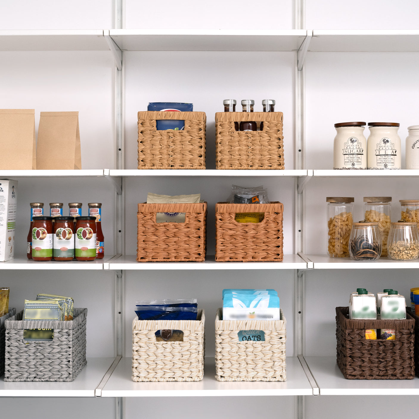 Rectangular Woven Wicker Storage Baskets, 2 Pack