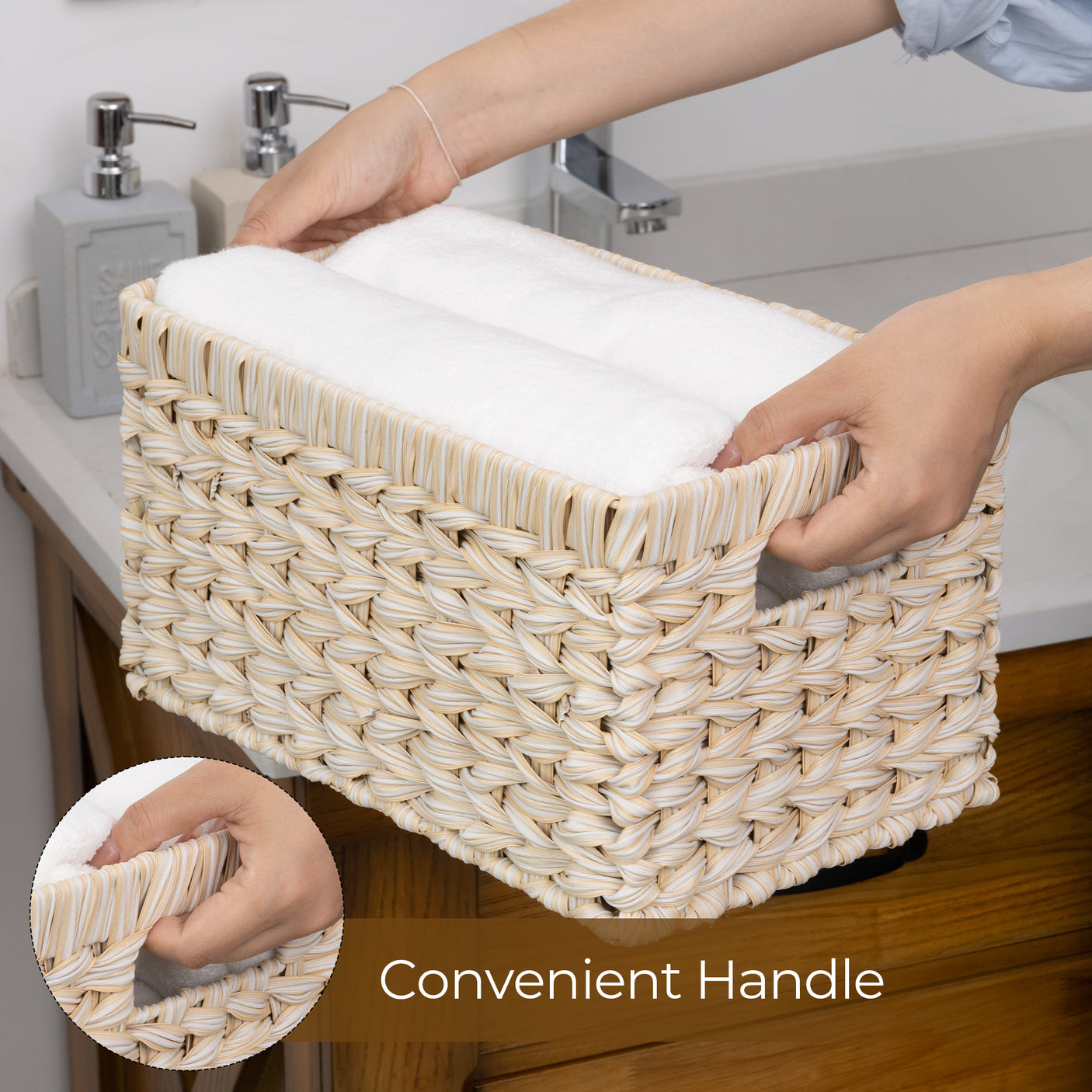 Rectangular Woven Wicker Storage Baskets, 2 Pack