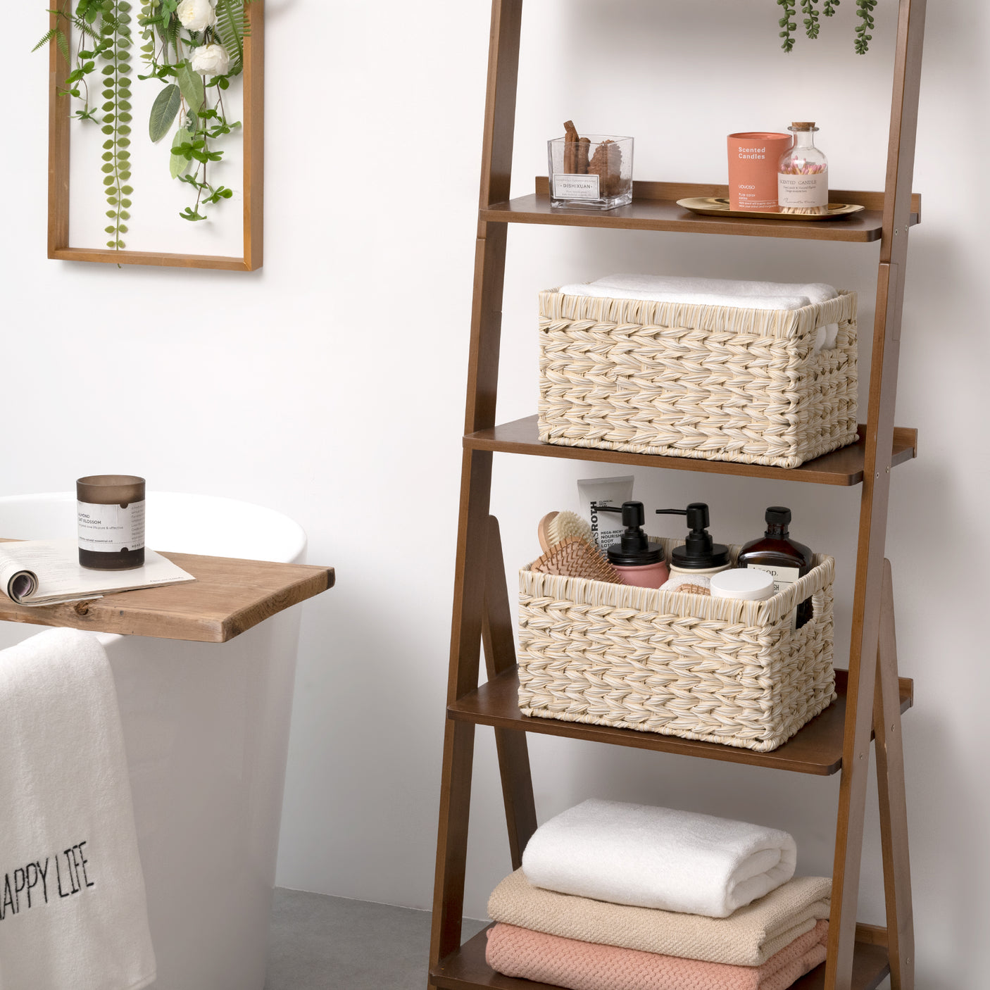 Rectangular Woven Wicker Storage Baskets, 2 Pack