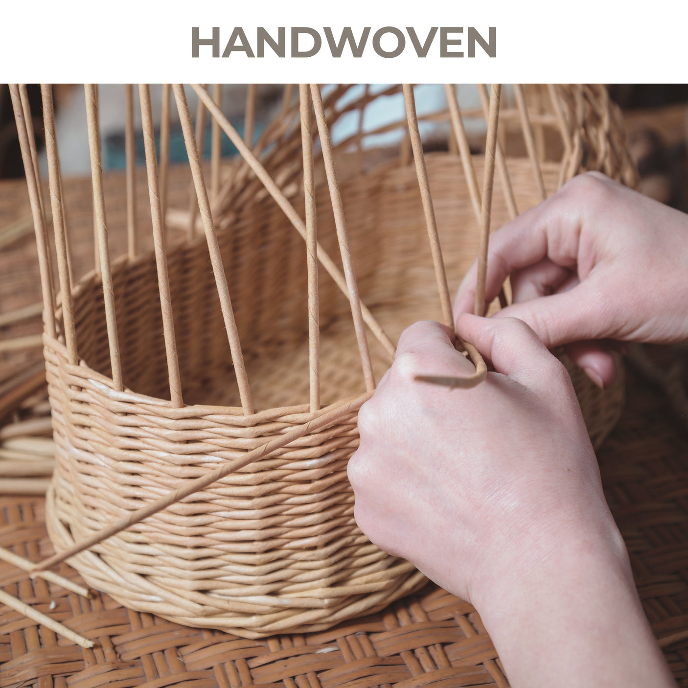 Rectangular Woven Wicker Storage Baskets, 2 Pack