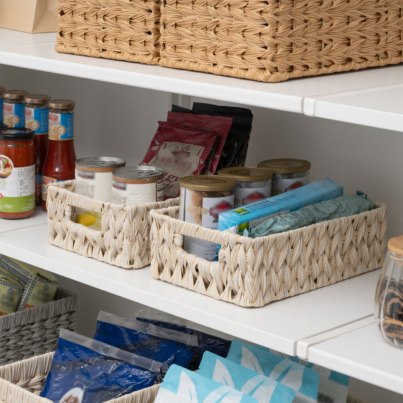 Rectangular Woven Wicker Storage Baskets, 2 Pack