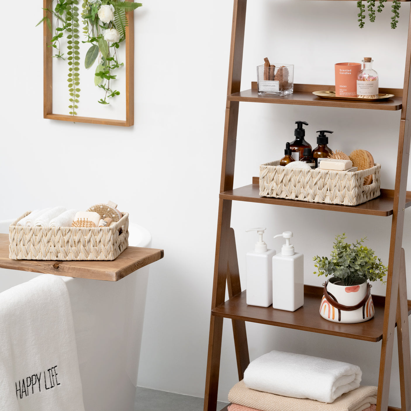 Rectangular Woven Wicker Storage Baskets, 2 Pack