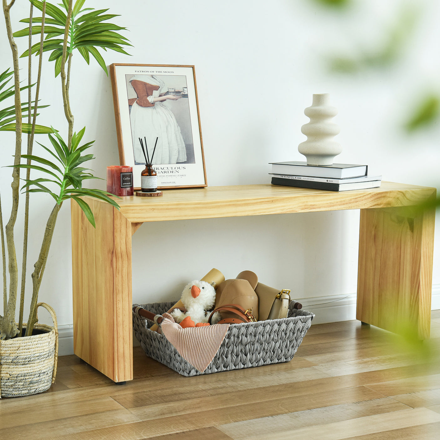 Trapezoidal Wicker Baskets with Wooden Handles for 3 Size