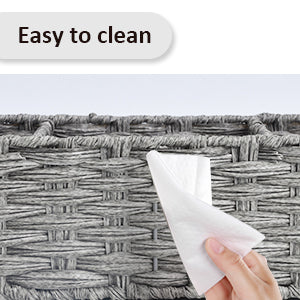 3-Section Handwoven Wicker Basket, 2 Pack