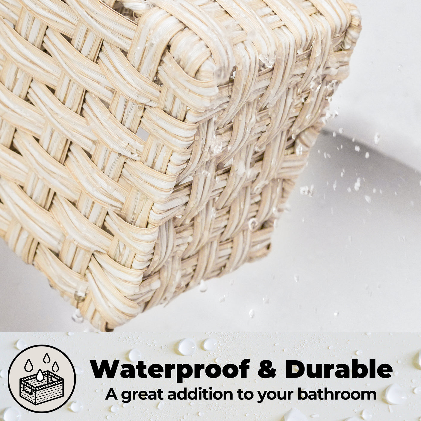 3-Section Handwoven Wicker Basket, 2 Pack