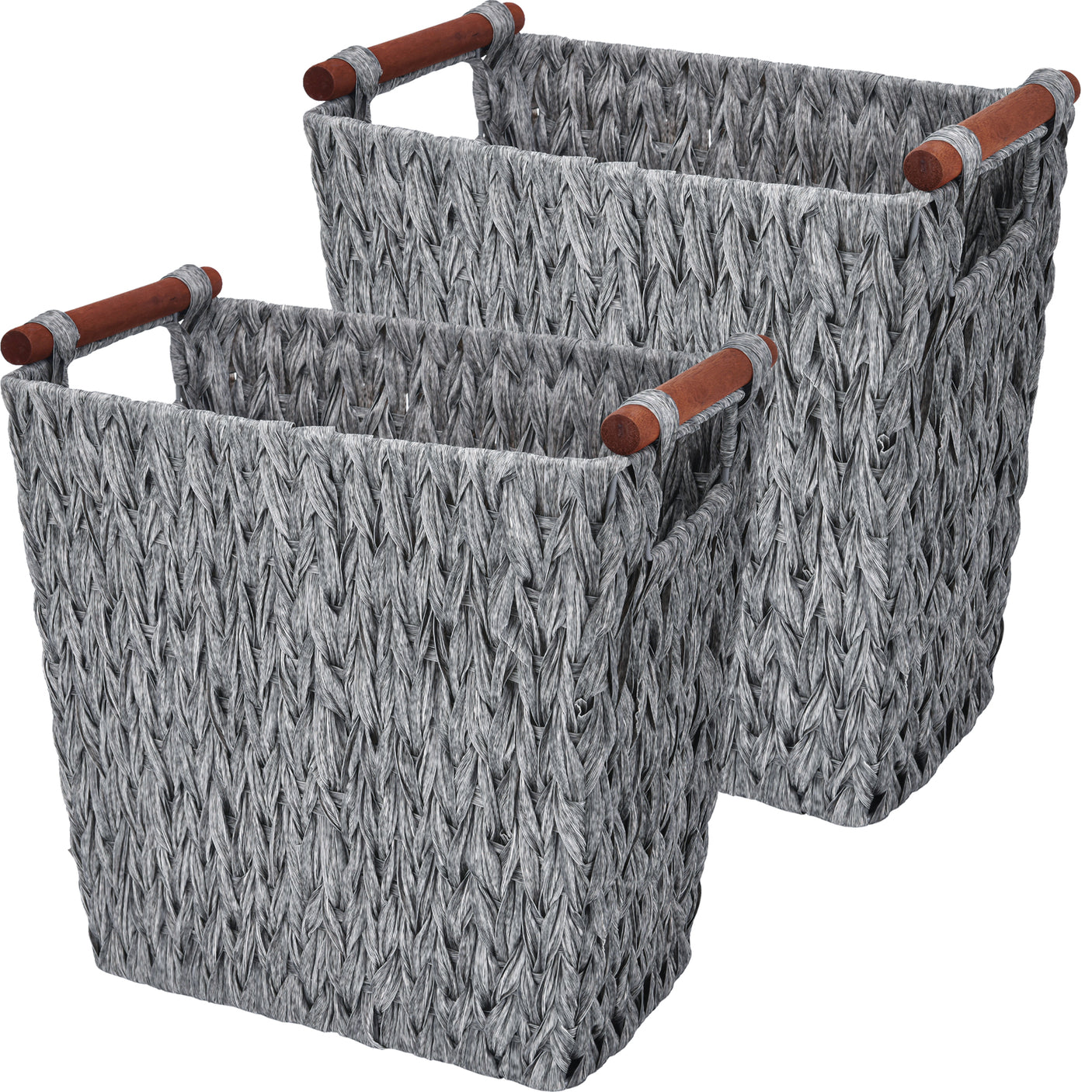 Woven Wicker Trash Basket with Handles, 2 Pack