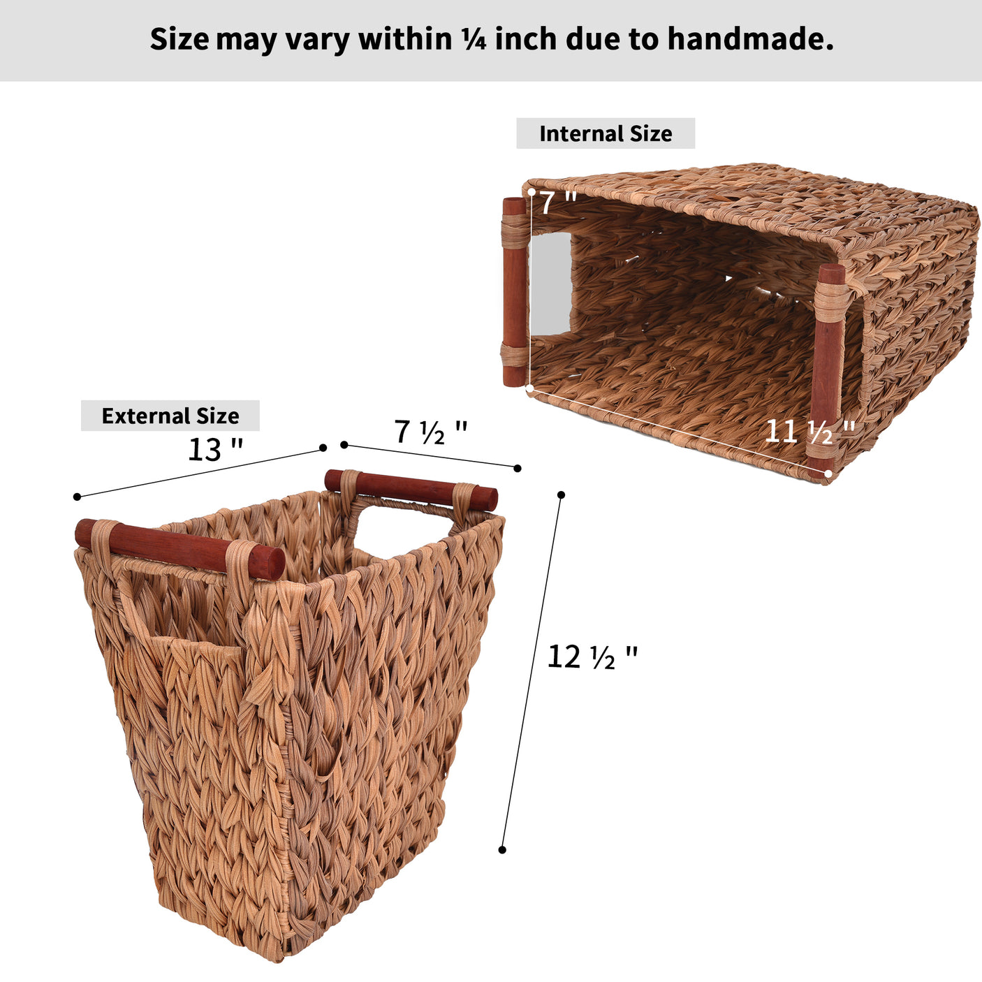 Woven Wicker Trash Basket with Handles, 2 Pack
