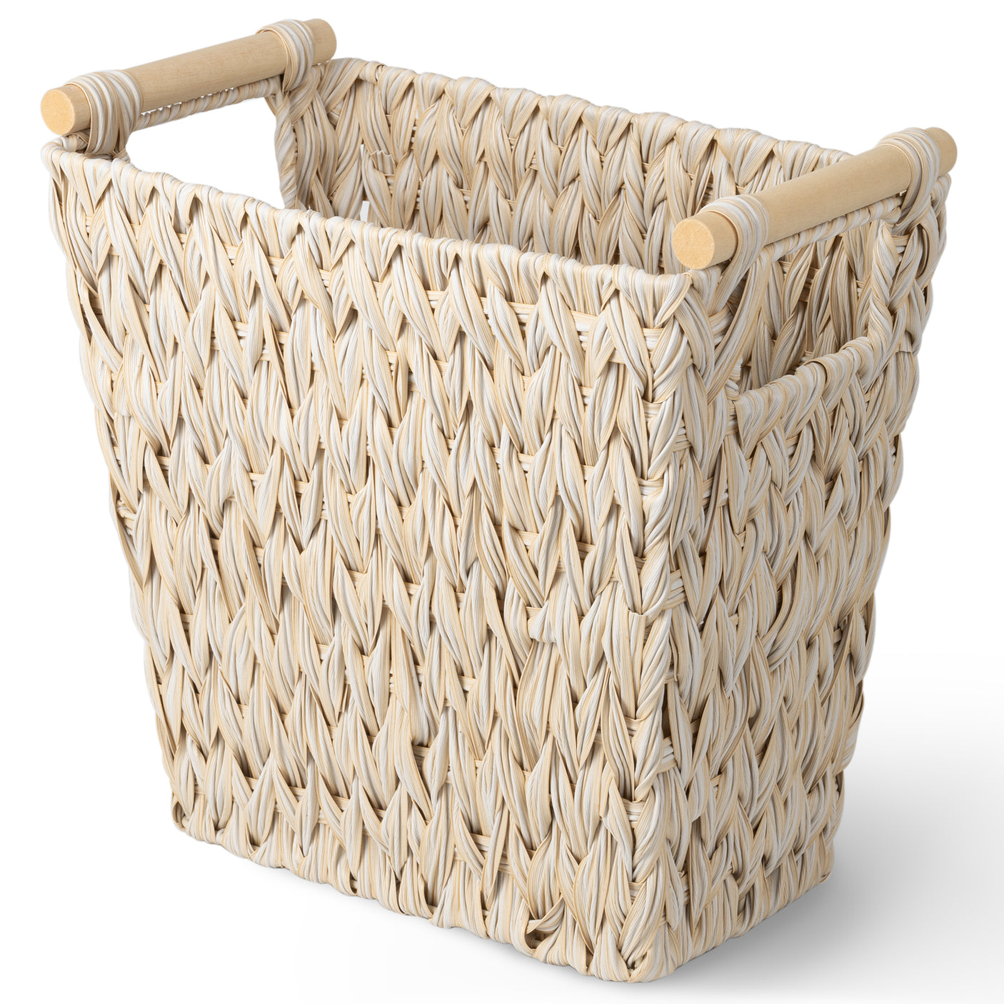 Woven Wicker Trash Basket with Handles