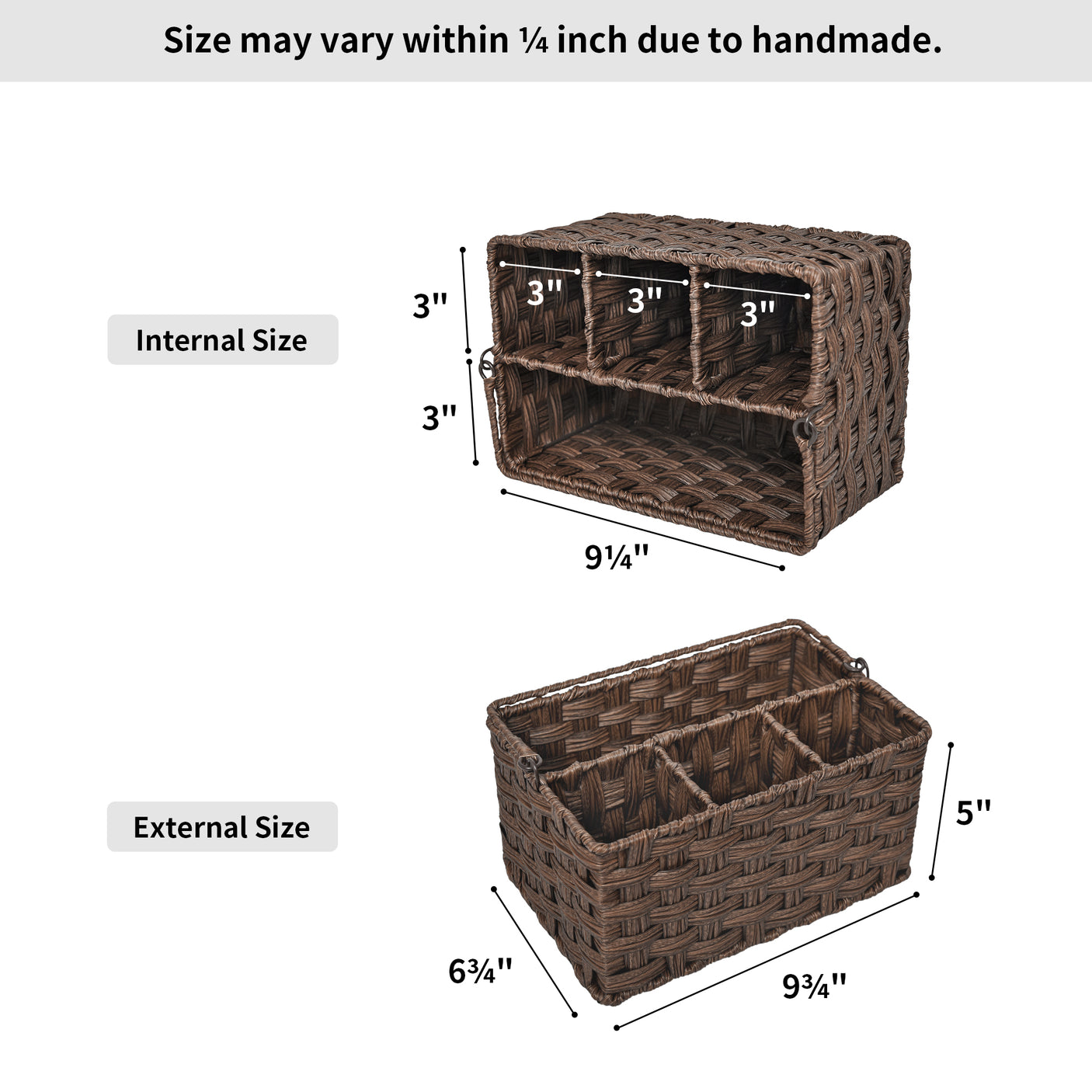 Wicker Utensil Holder Organizer with Handle