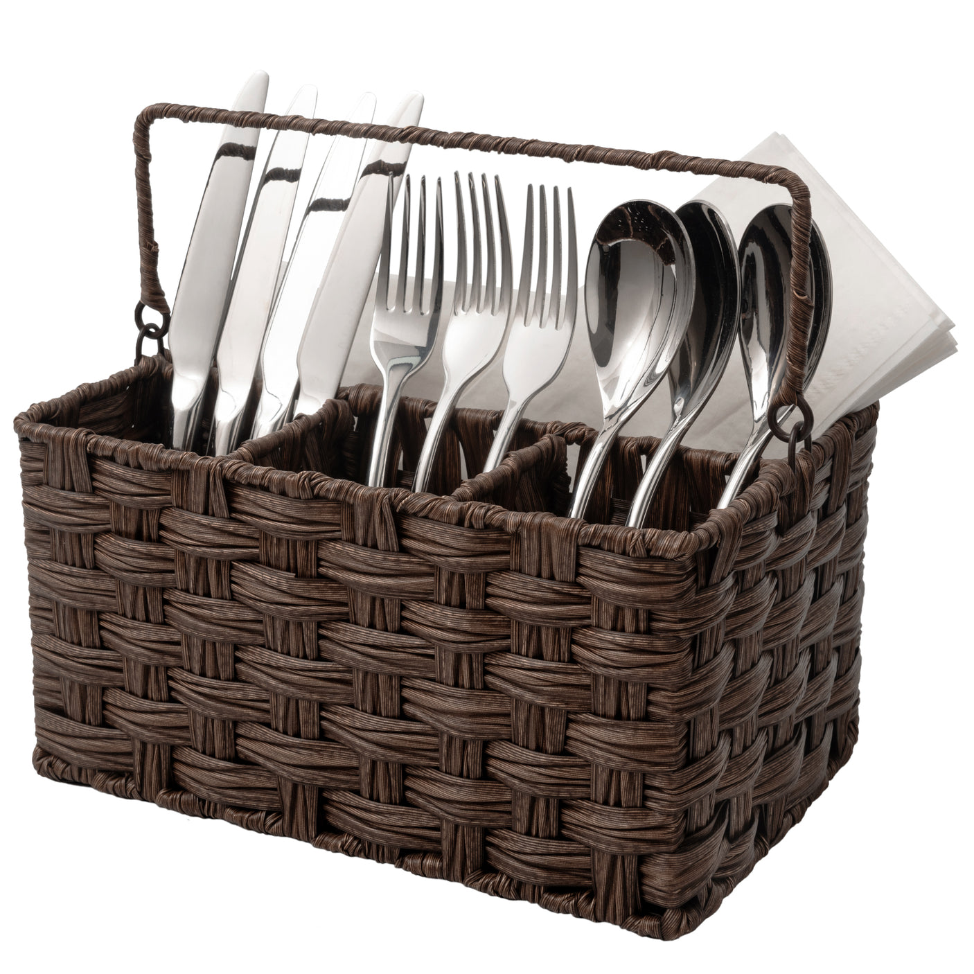 Wicker Utensil Holder Organizer with Handle