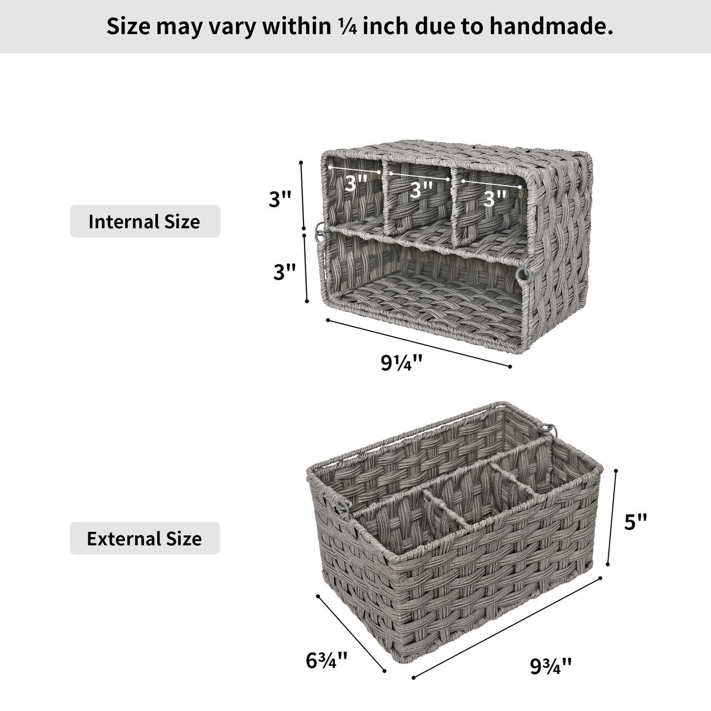 Wicker Utensil Holder Organizer with Handle