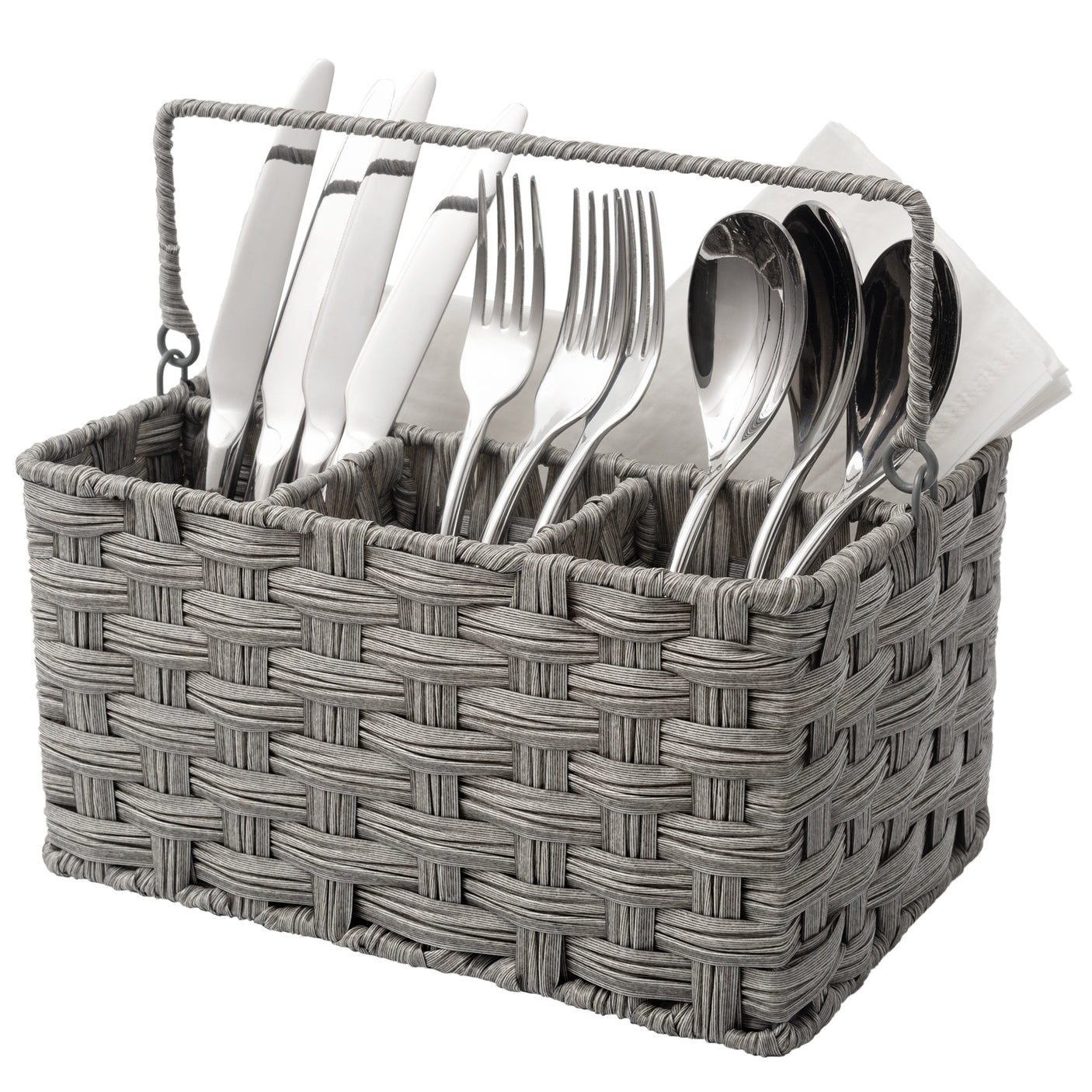 Wicker Utensil Holder Organizer with Handle