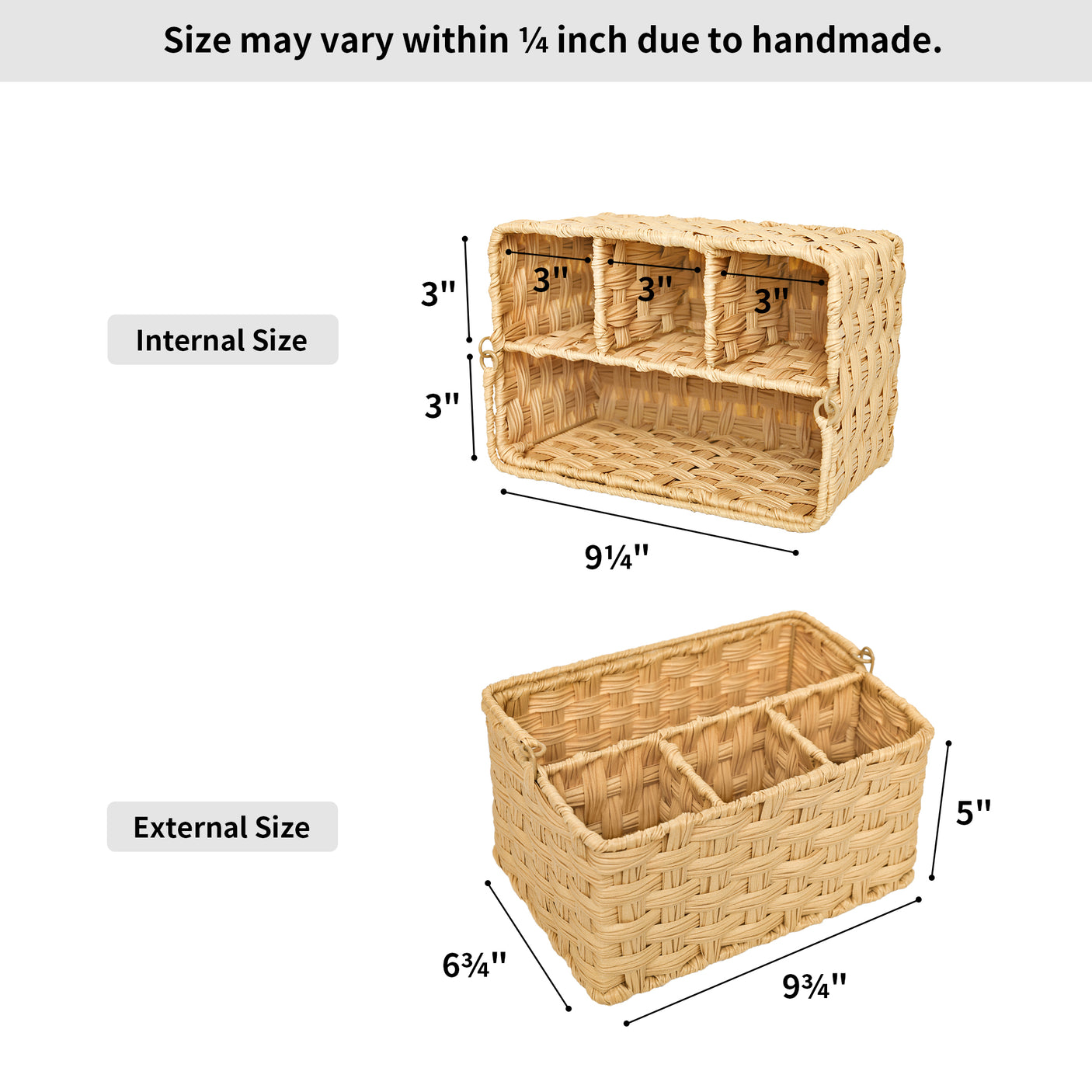 Wicker Utensil Holder Organizer with Handle