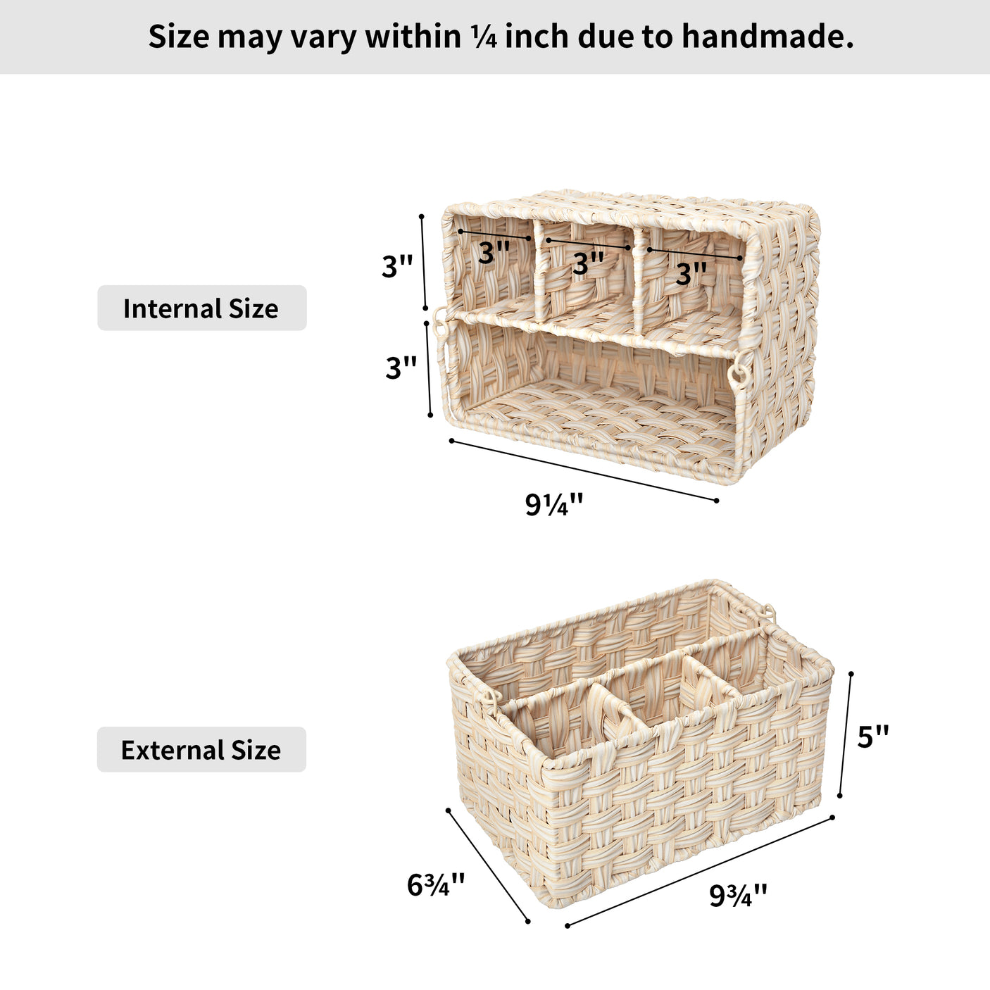 Wicker Utensil Holder Organizer with Handle