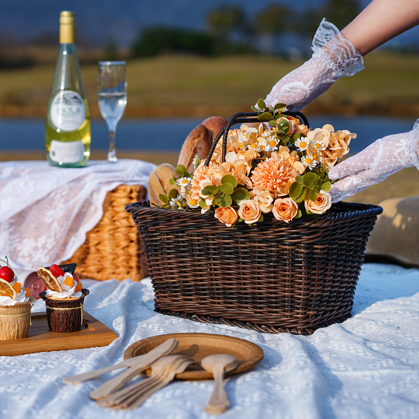 Detachable Wicker Bike Basket for 5 Color