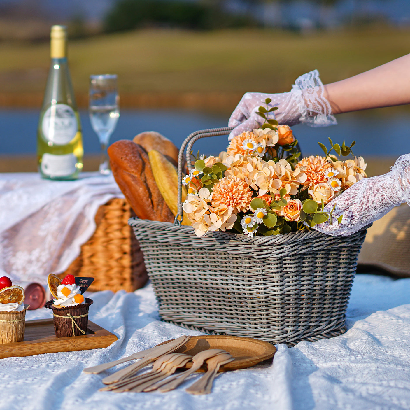 Detachable Wicker Bike Basket for 5 Color